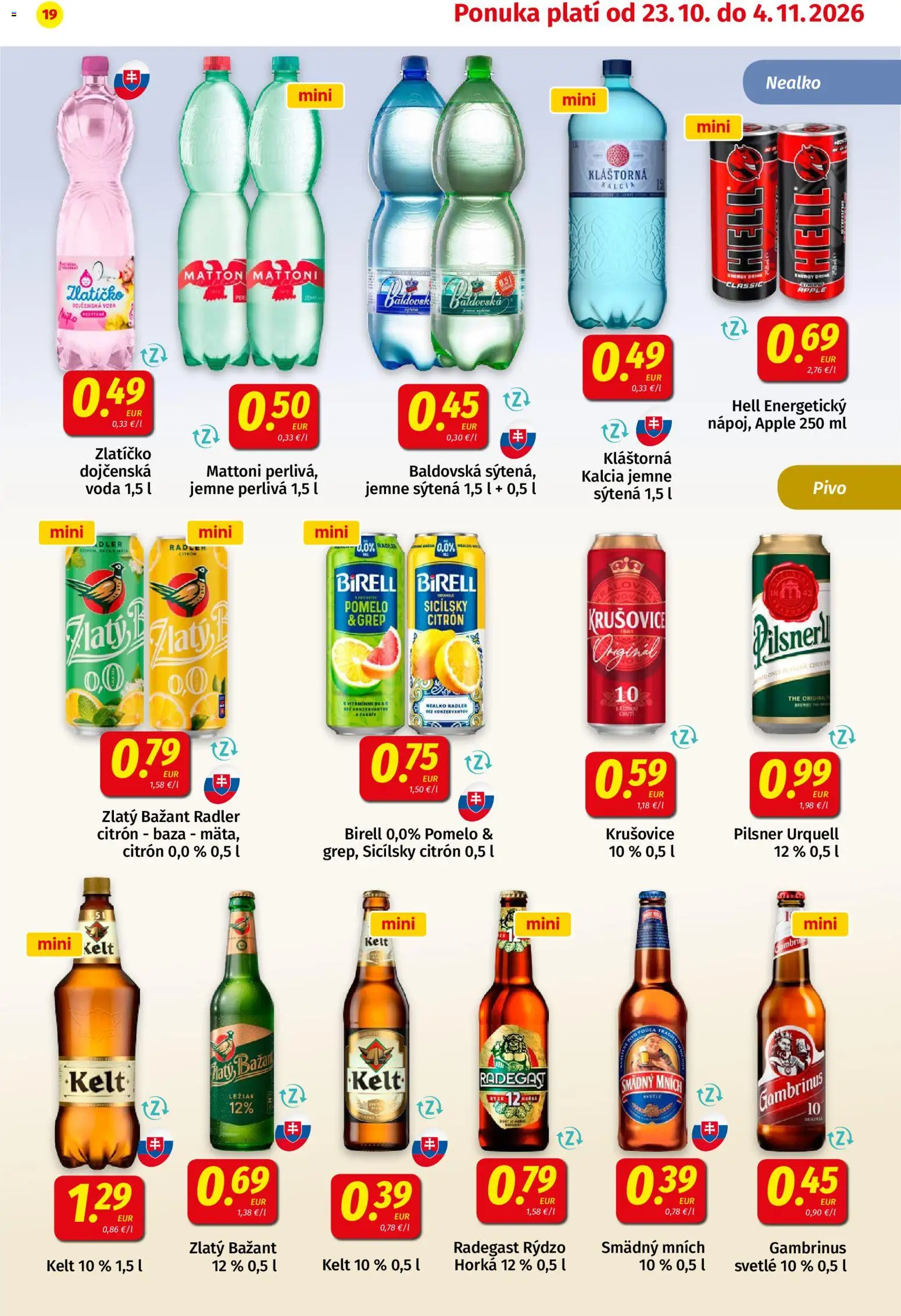 Náhľad Koruna letáku platného od 23.10.2026 - Apple, Radegast, Birell, Mattoni, Grep, Gambrinus, Zlatý Bažant, Baldovská