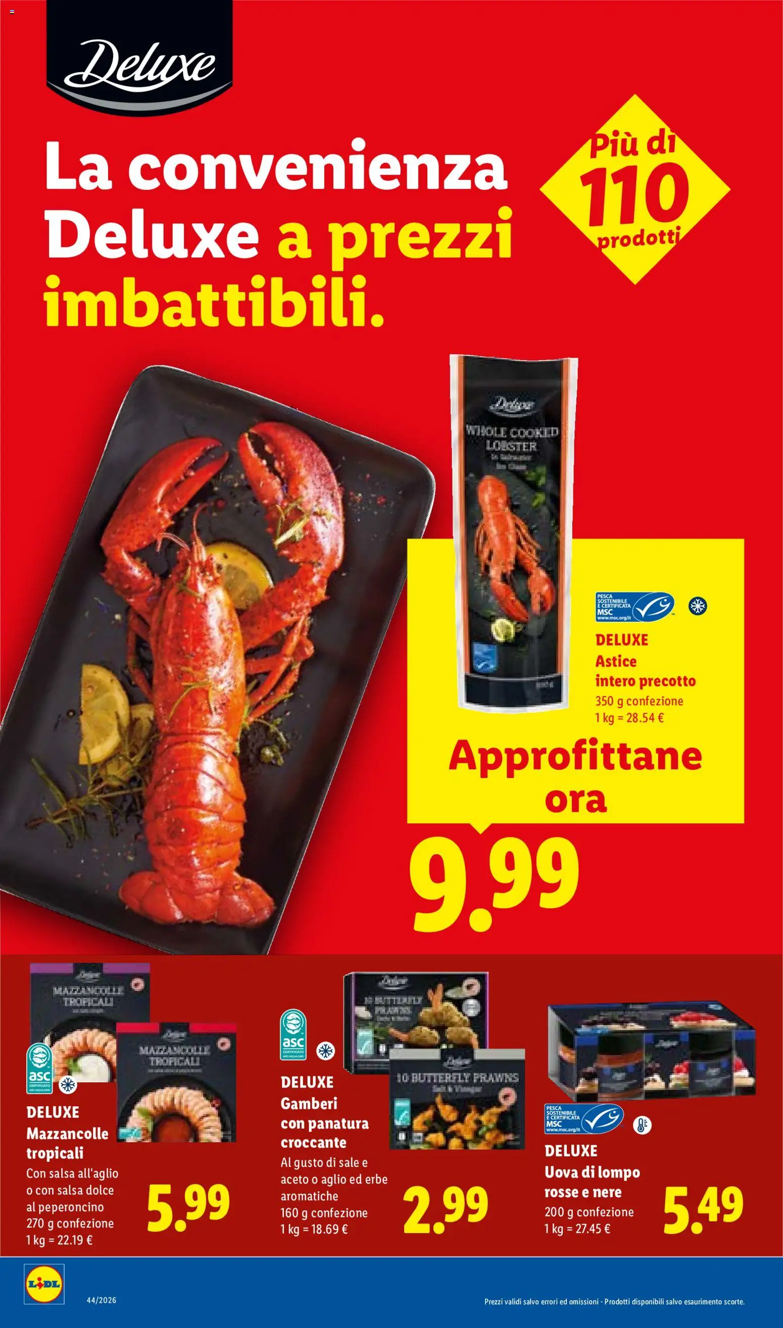 Anteprima dell'opuscolo Lidl volantino Sicilia dal negozio Lidl valido da 29/10/2026 - Mazzancolle, Pesca, Sale, Astice, Uova, Gamberi, Aceto, Erbe