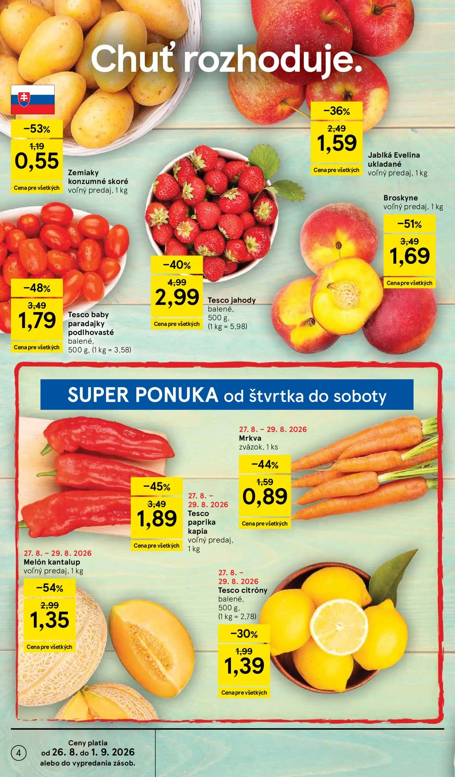 Náhľad Tesco letáku platného od 26.08.2026