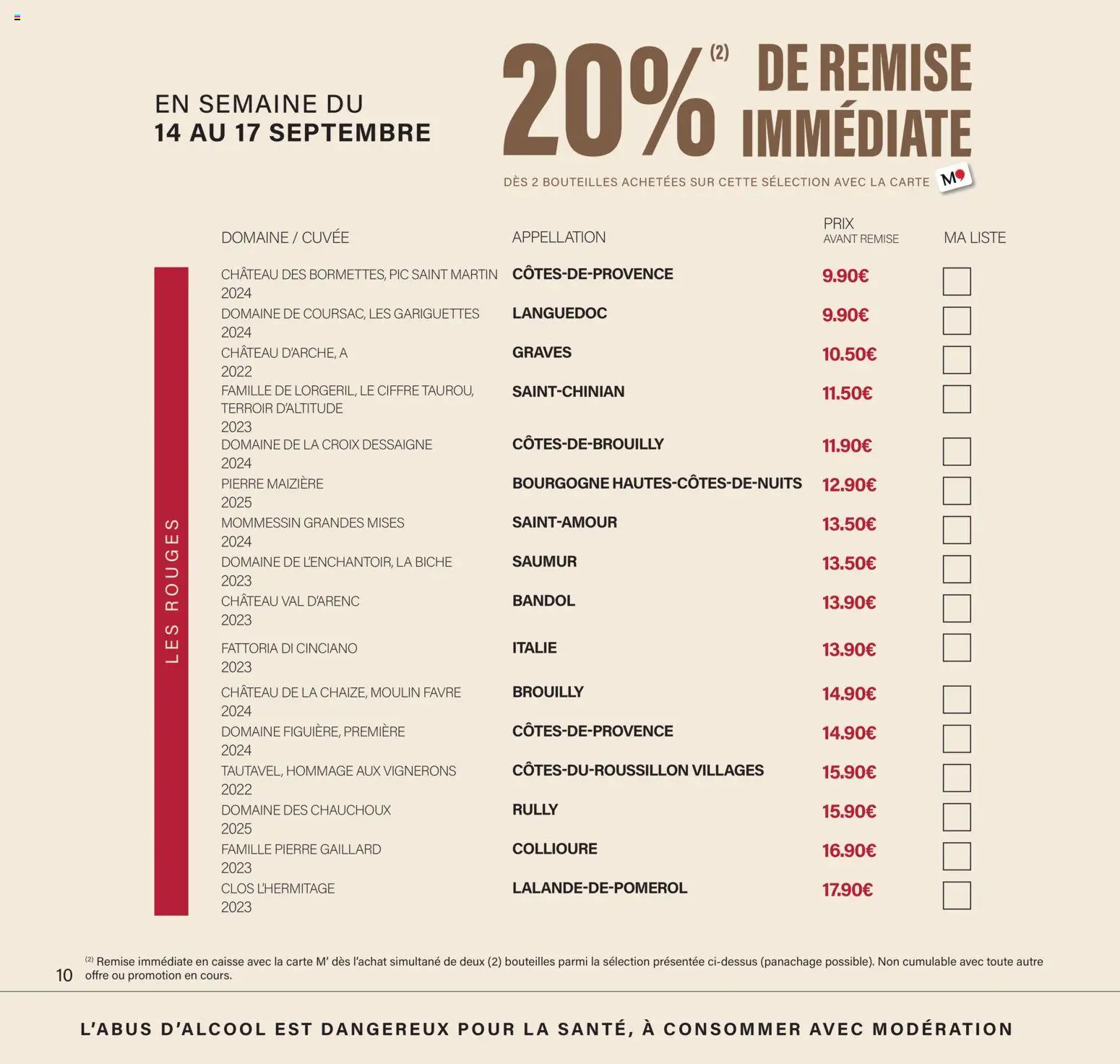 Prévisualisation de Monoprix - Calendrier foire aux vins du magasin Monoprix formulaire valide 11/09/2026 - Bourgogne, Brouilly