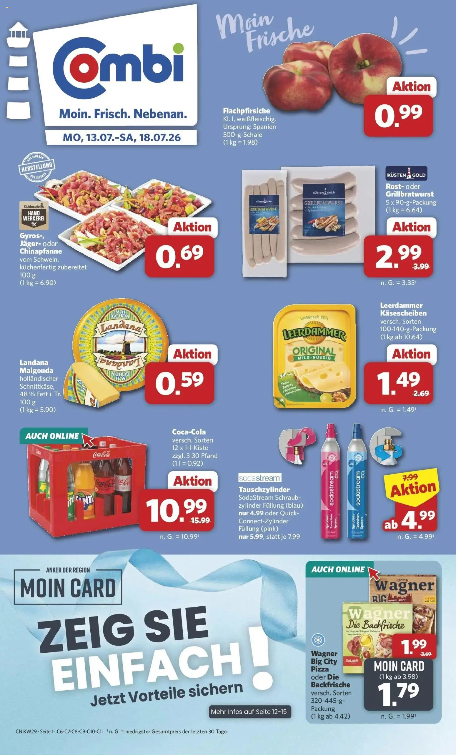Vorschau von dem Prospekt des Geschäftes Combi, gültig ab dem 13.07.2026 - Pizza, Sodastream, Coca cola, Gyros, Cola, Salami, Gouda, Leerdammer
