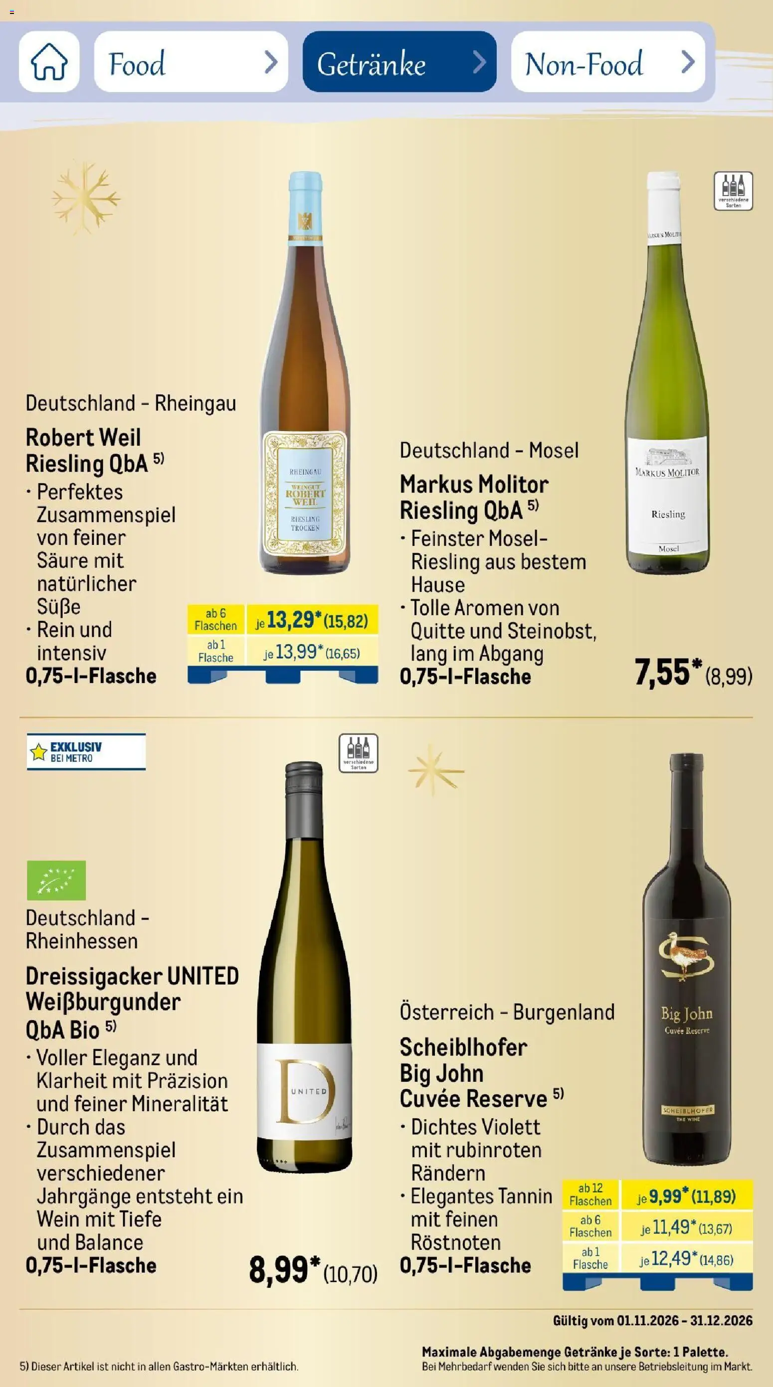 Vorschau von dem Prospekt des Geschäftes Metro, gültig ab dem 01.11.2026 - Wein