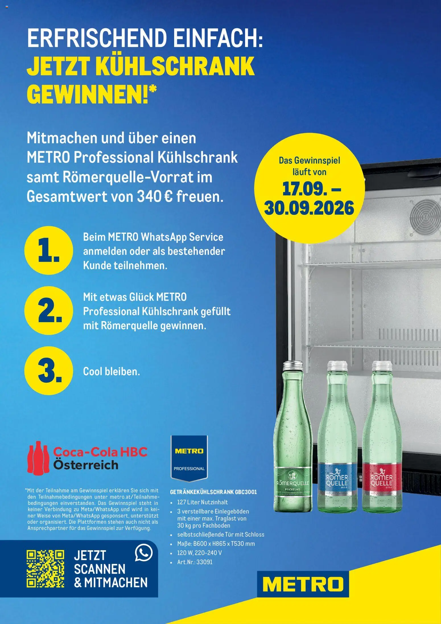 Vorschau der Angebote: Metro Metro angebote WhatsApp Service Gewinnspiel gültig ab 17.09.2026 - Kühlschrank