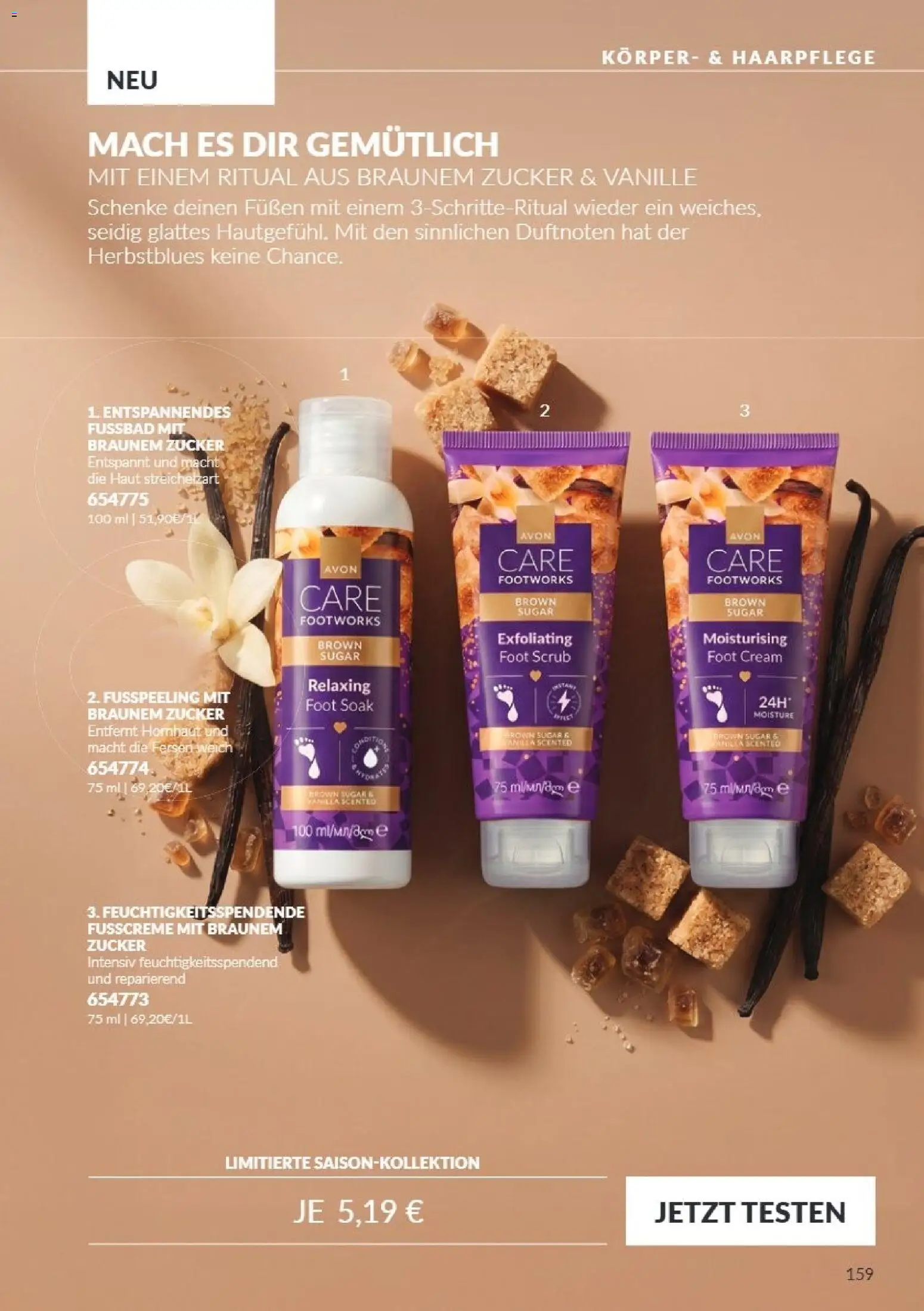 Vorschau von dem Prospekt des Geschäftes Avon, gültig ab dem 01.10.2026 - Zucker, Vanille, Fußbad, Fußcreme, Fußpeeling