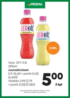 Kaupan Prisma Prisma tarjoukset ZERoh esikatselu, voimassa 29/07/2026