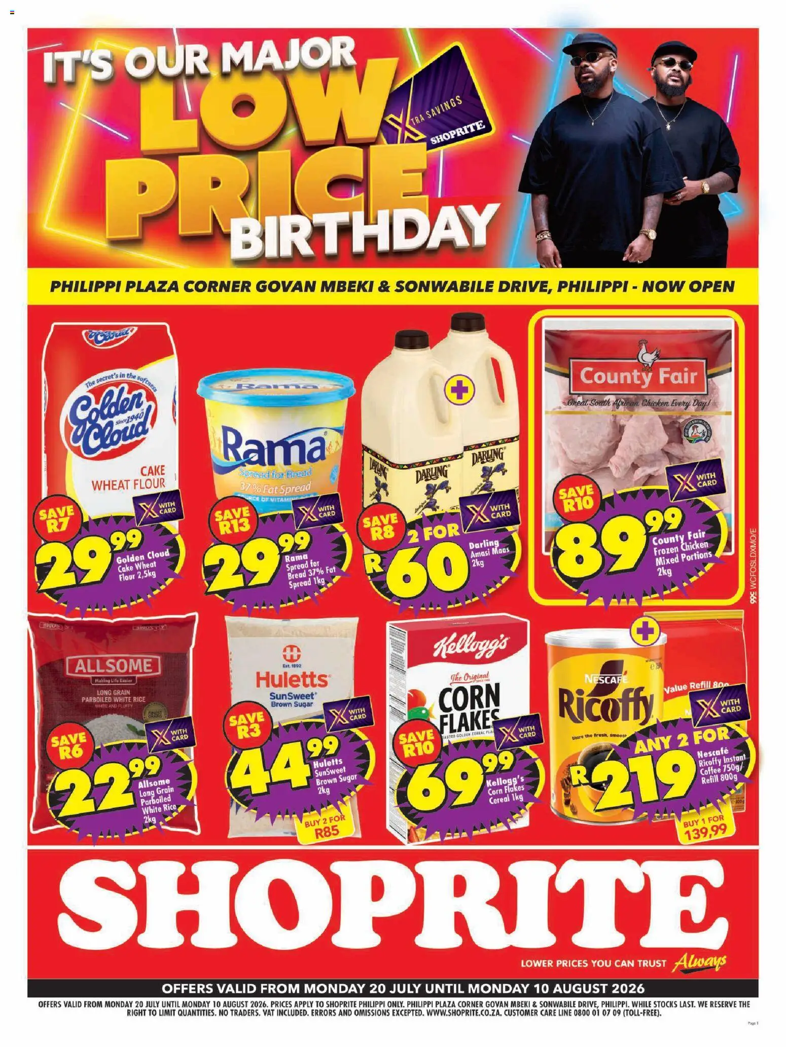 Preview of Shoprite flyer valid from 20/07/2026 - Coffee, Cake, Corn, Rice, Corn flakes, Spread, Instant coffee, Flakes