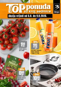 Pregled letka Bingo Top ponuda za kraj sedmice trgovine Bingo vrijedi od 06.08.2026