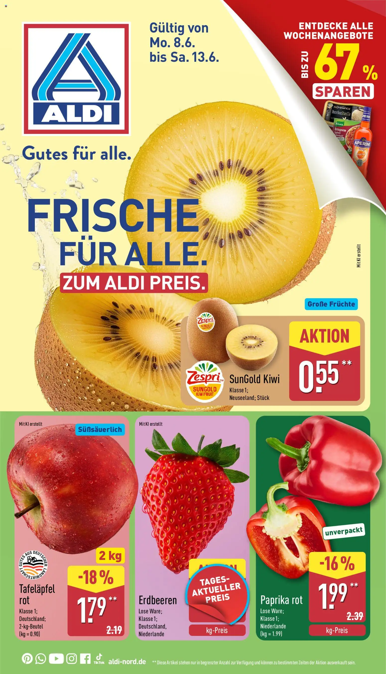 Vorschau von dem Prospekt des Geschäftes Aldi, gültig ab dem 08.06.2026