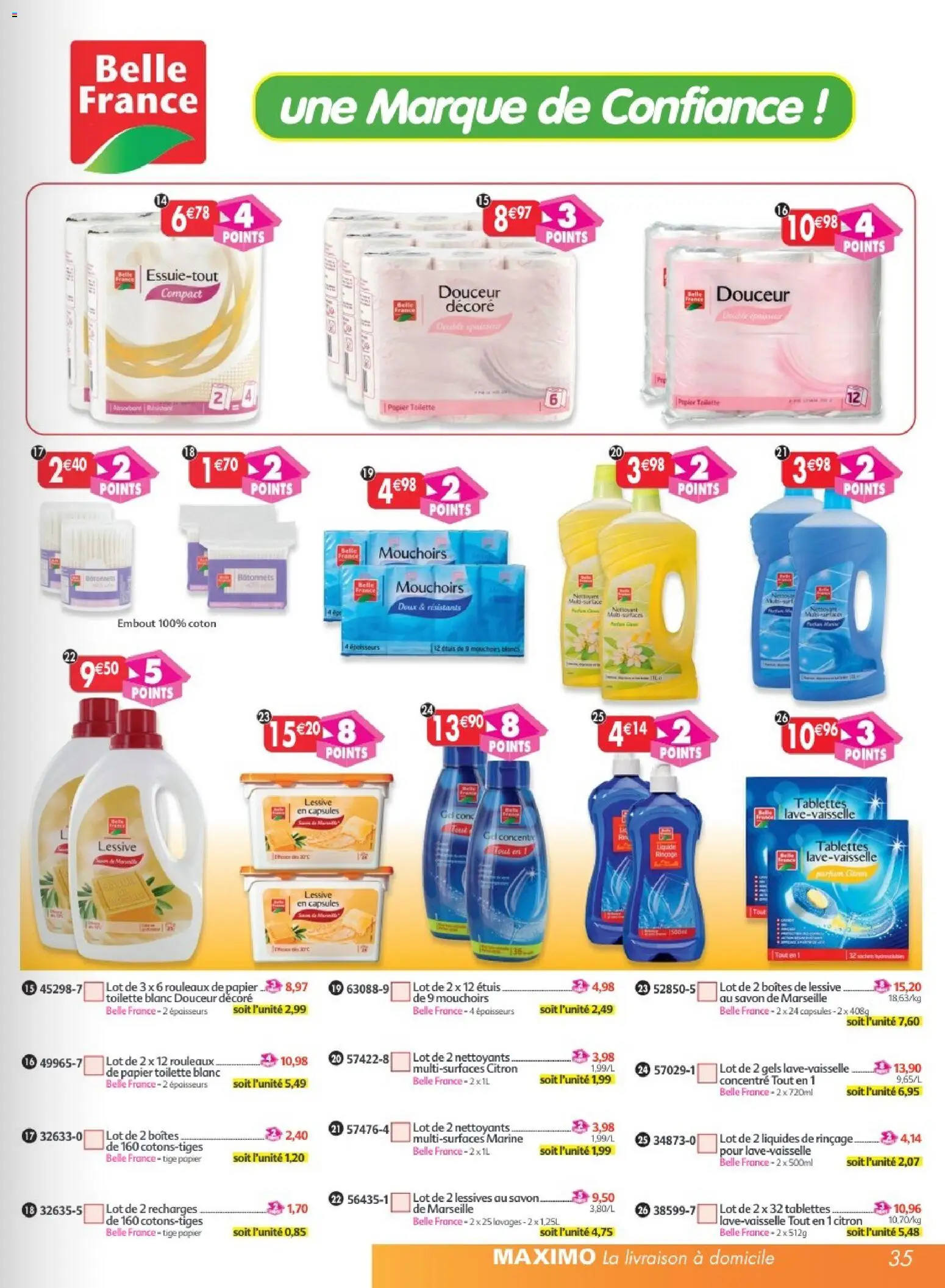 Prévisualisation de Maximo catalogue epicerie du magasin Maximo formulaire valide 24/08/2026 - Parfum, Citron, Lessive, Savon de marseille, Papier toilette, Savon, Capsules, Mouchoirs