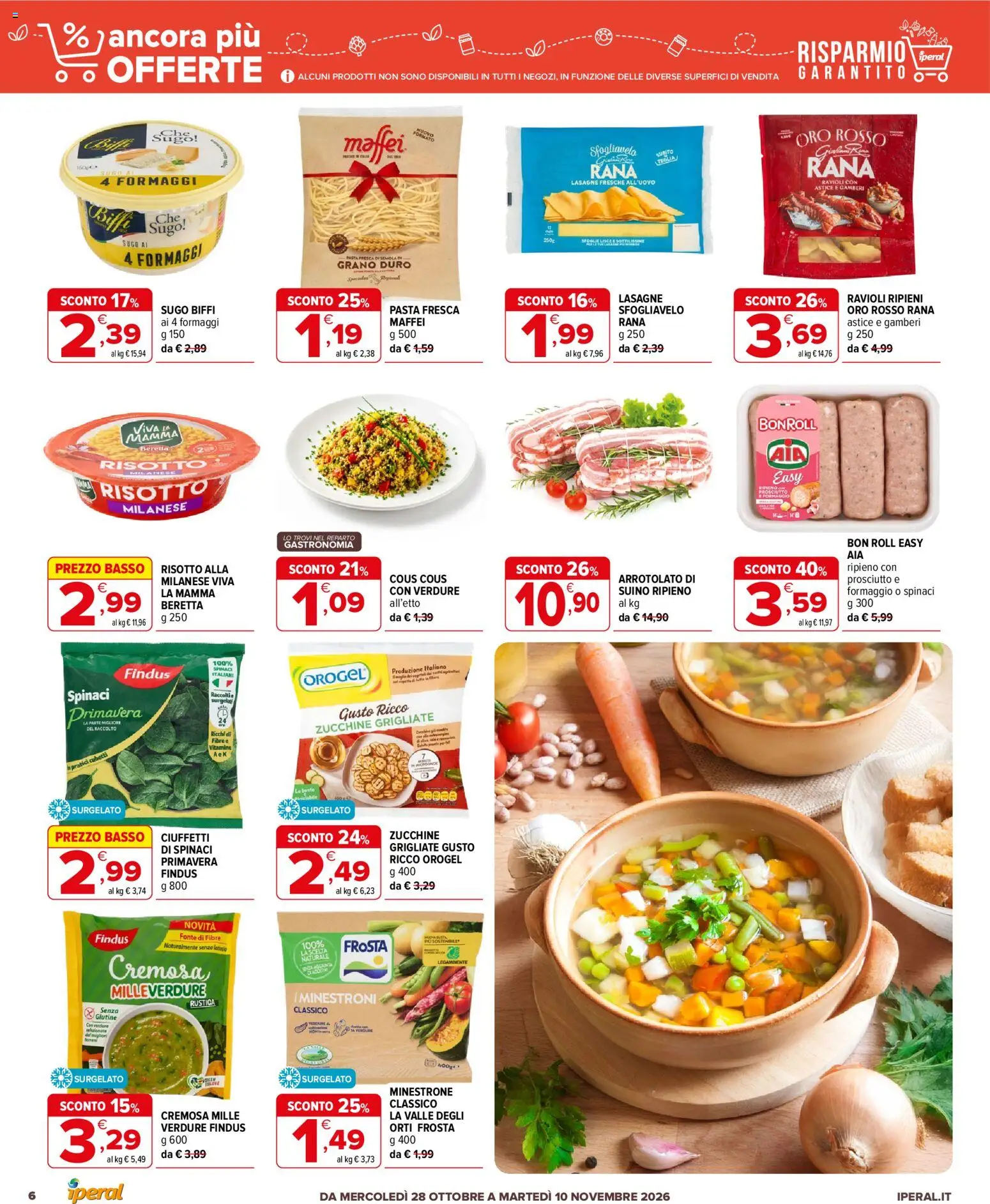 Anteprima dell'opuscolo Iperal volantino Ancora Più Offerte dal negozio Iperal valido da 28/10/2026 - Pasta, Cous cous, Astice, Gamberi, Suino, Sugo, Basso, Teglia