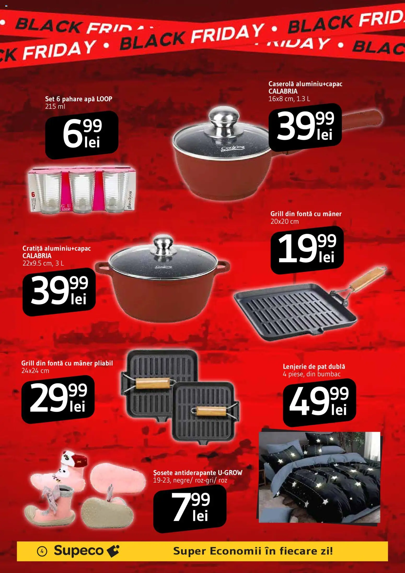 Previzualizarea de cataloage: Supeco Supeco Black Friday valabil de la 22.10.2026 - Apă, Lenjerie de pat, Black, Grill, Șosete, Pahare, Cratiță, Mâner