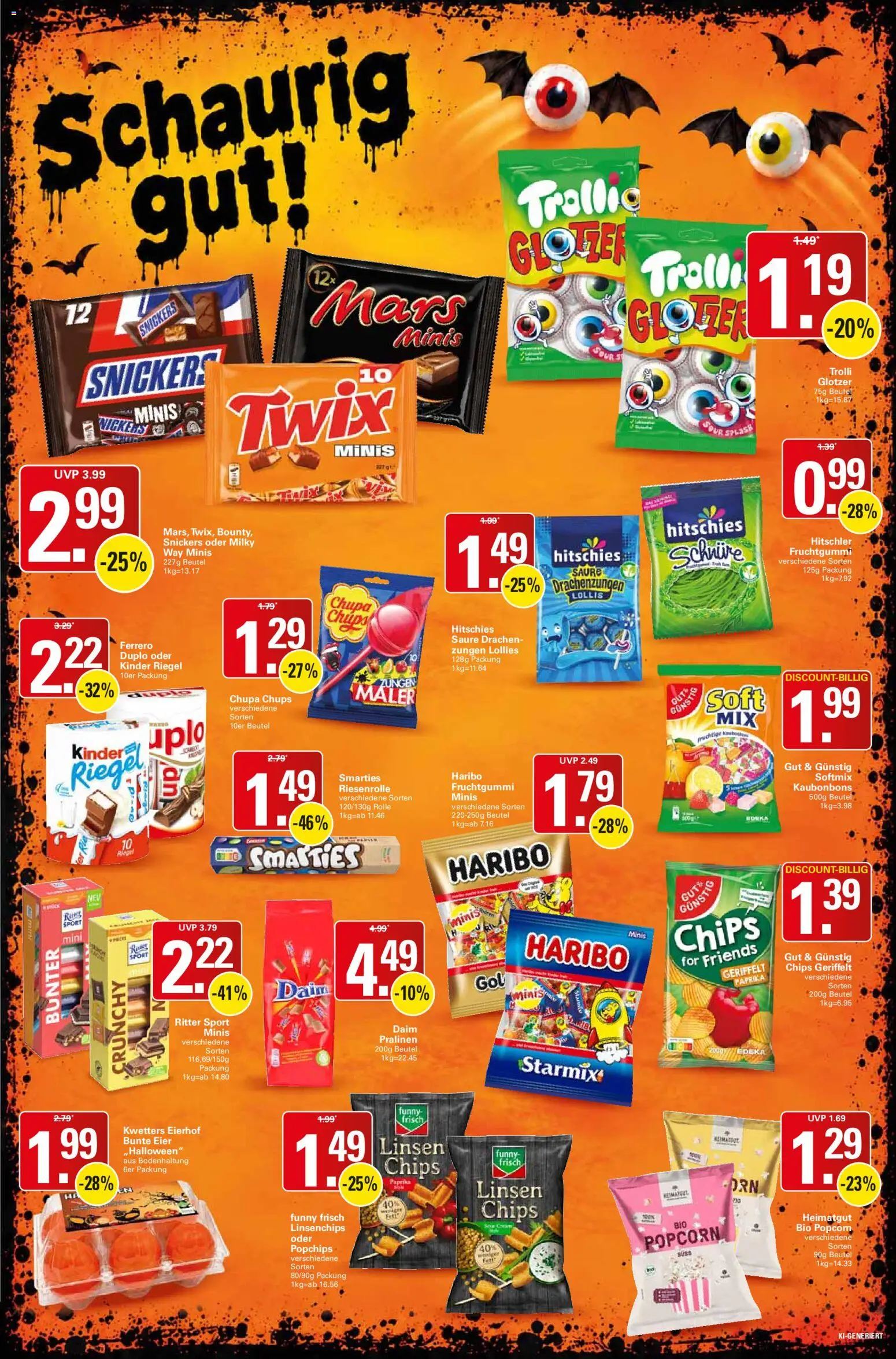 Vorschau von dem Prospekt des Geschäftes WEZ, gültig ab dem 26.10.2026 - Haribo, Ritter sport, Eier, Paprika, Snickers, Funny frisch, Smarties, Kinder riegel