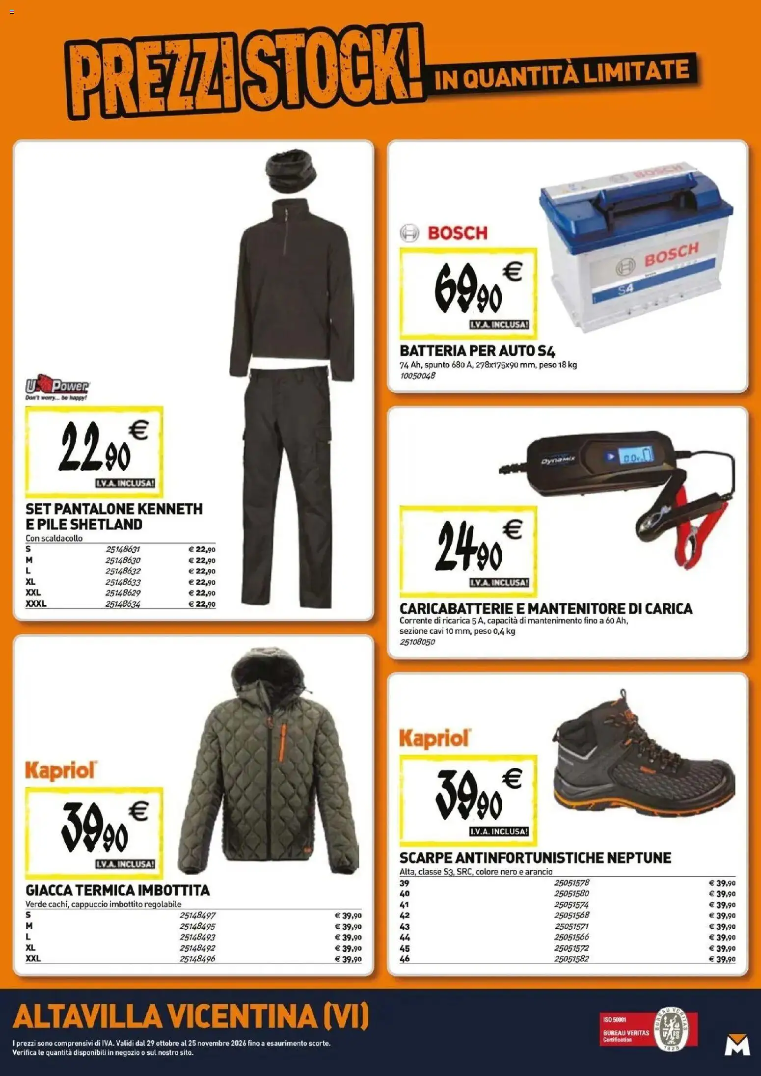 Anteprima dell'opuscolo TECNOMAT catalogo Altavilla Vicentina dal negozio TECNOMAT valido da 29/10/2026 - Scarpe, Batteria, Caricabatterie, Giacca, Pile, Cappuccio, Batteria per auto