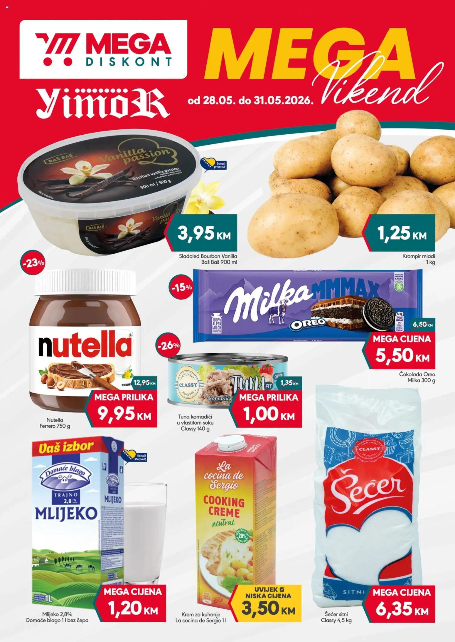 Pregled letka Mega Diskont vikend akcija trgovine Mega Diskont vrijedi od 28.05.2026