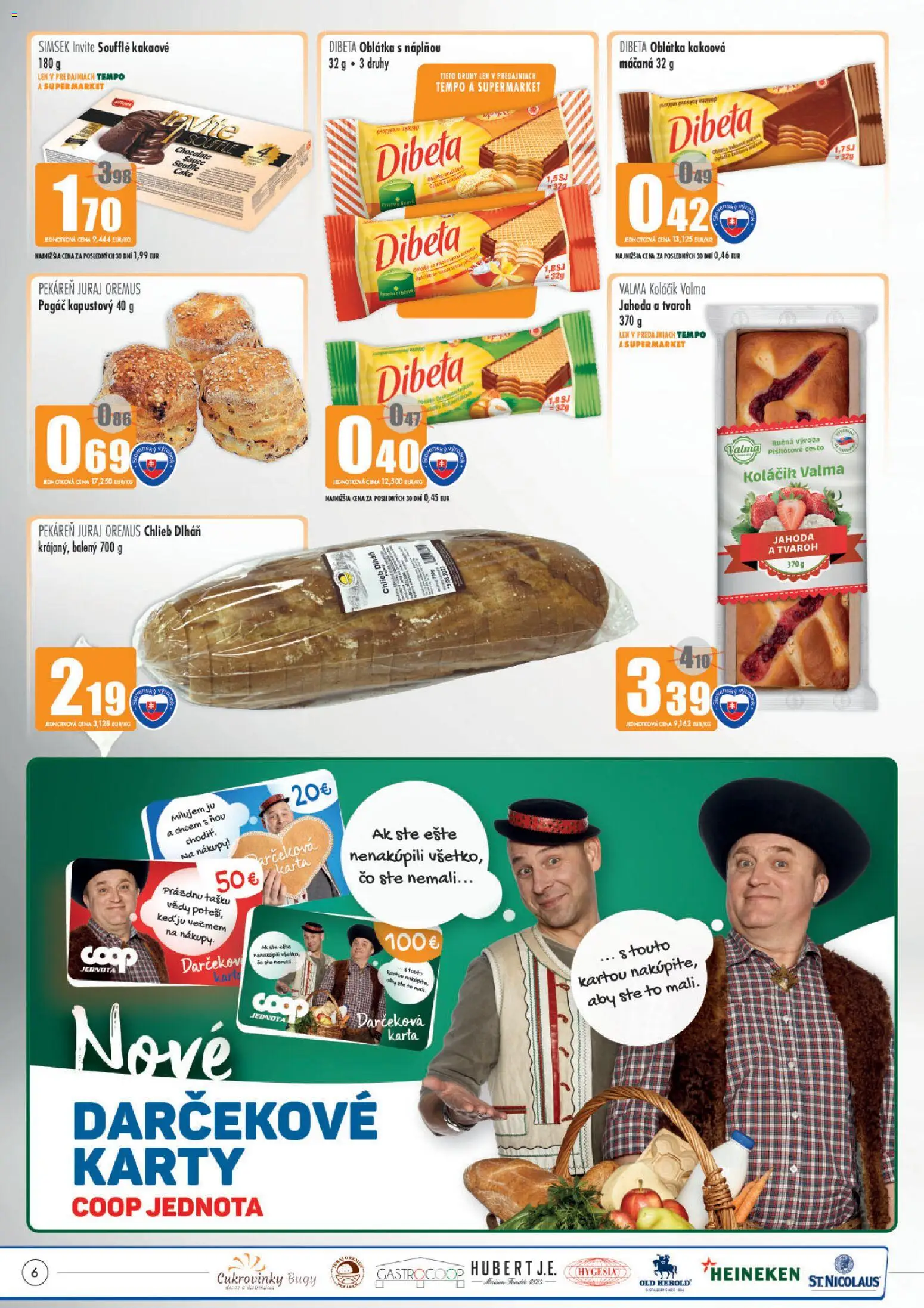 Náhľad COOP Jednota letáku platného od 01.10.2026 - Pekáreň, Tvaroh, Chlieb, Heineken, Cukrovinky, Cesto