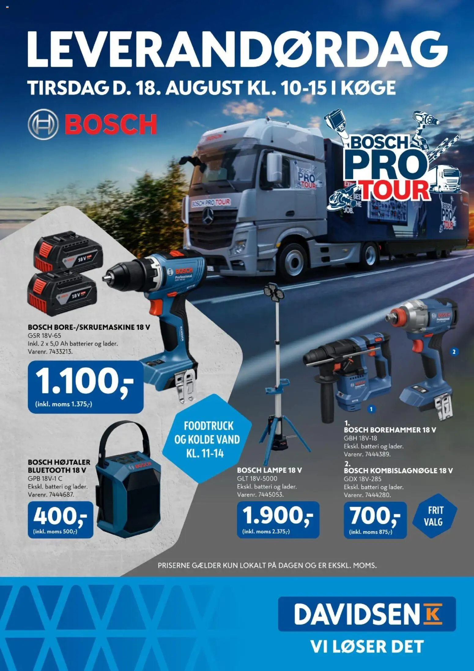 Eksempel på tilbudsavis Davidsen - Bosch Truck Køge fra butik Davidsen gyldig fra 18/08/2026 - Lampe, Stol, Batteri, Batterier