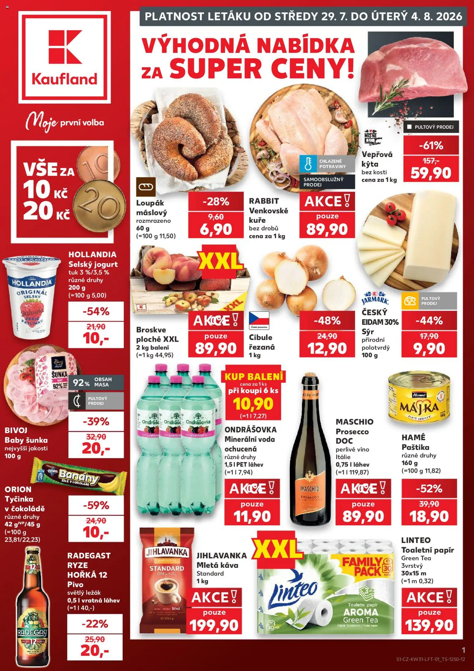 Náhled nabídky: Kaufland Kaufland leták - Kolín platný od 29.07.2026 - Potraviny, Pivo, Radegast, Cibule, Kýta, Minerální voda, Maschio prosecco, Kýta bez kosti
