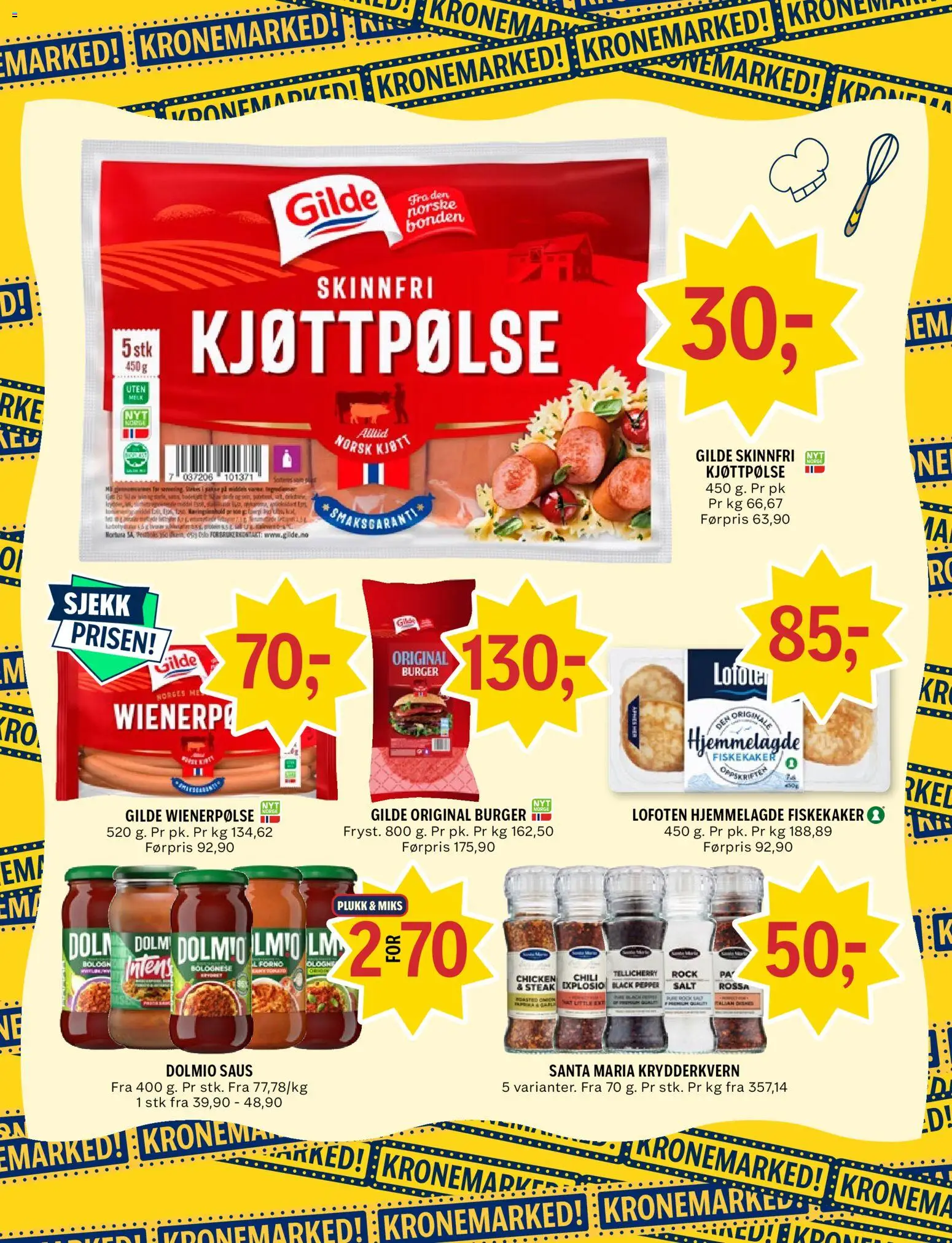 Forhåndsvis Coop Prix kundeavis fra butikk Coop Prix gyldig fra 26/10/2026 - Chili, Krydderkvern, Fiskekaker, 1, Saus, Salt, Kjøtt