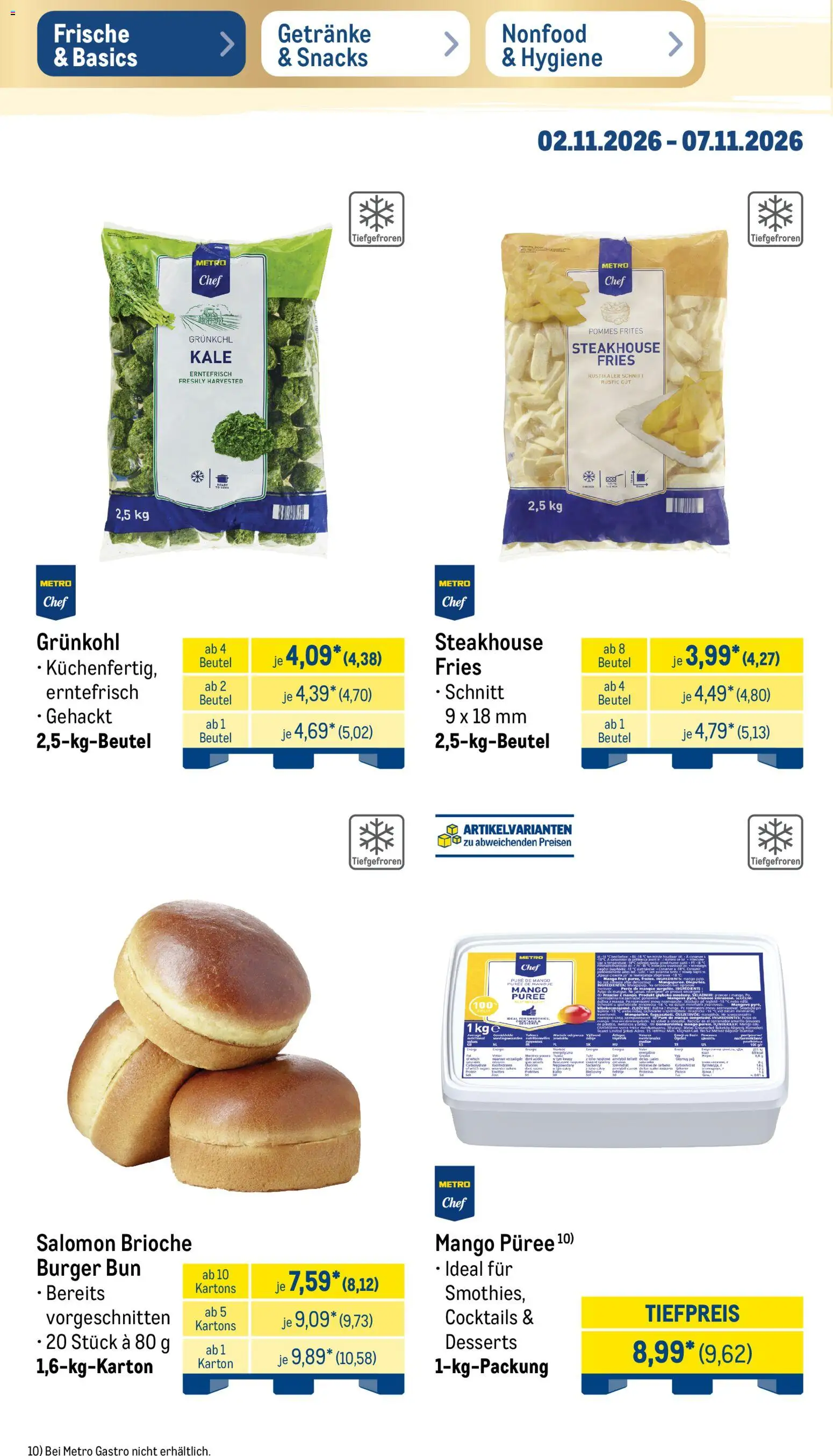 Vorschau von dem Prospekt des Geschäftes Metro, gültig ab dem 02.11.2026 - Mango, Burger, HP, Öl, Pommes, Pommes frites, Burger bun