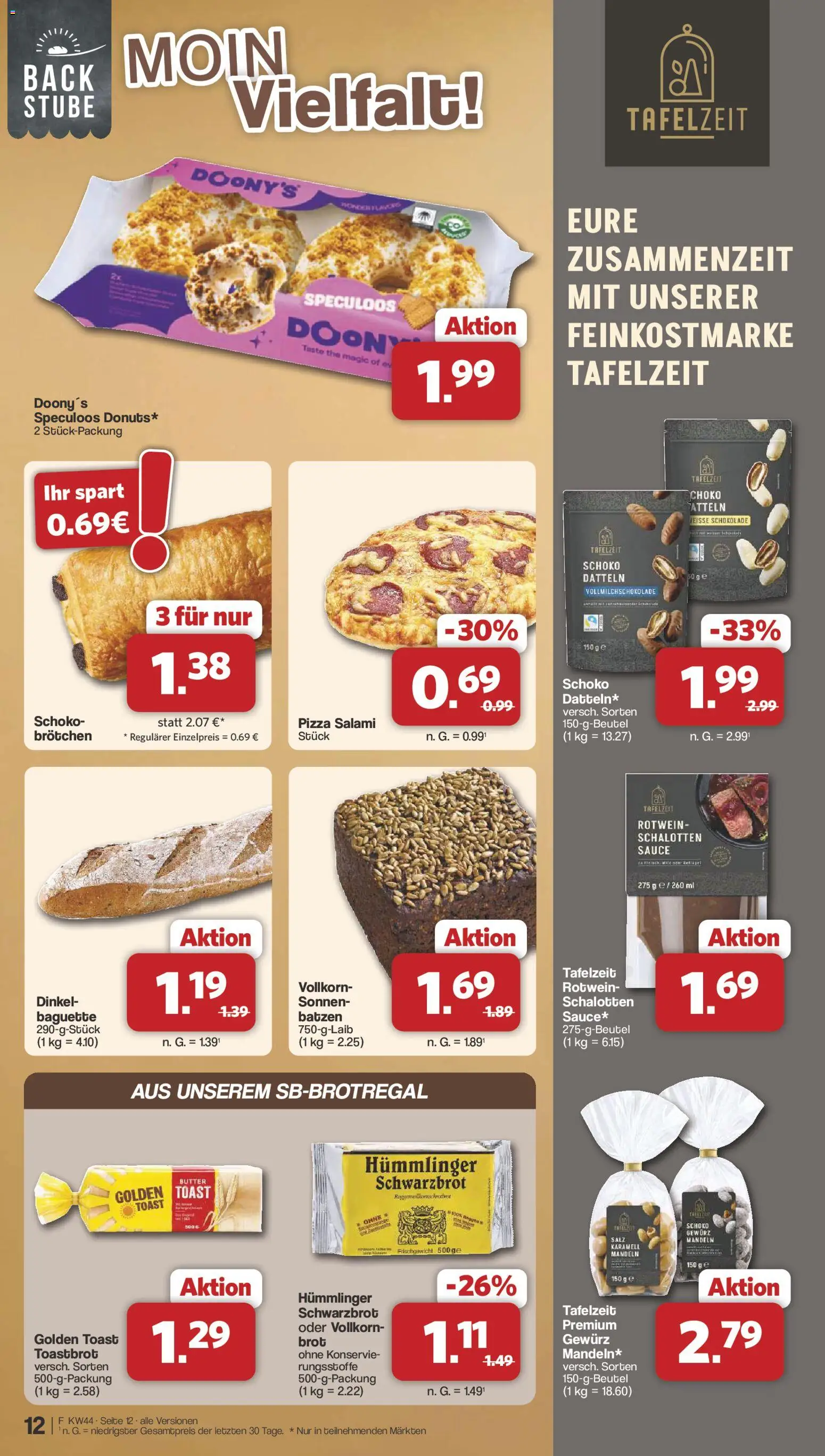 Vorschau von dem Prospekt des Geschäftes Famila Nordwest, gültig ab dem 26.10.2026 - Butter, Baguette, Mandeln, Salz, Salami, Toastbrot, Toast, Rotwein