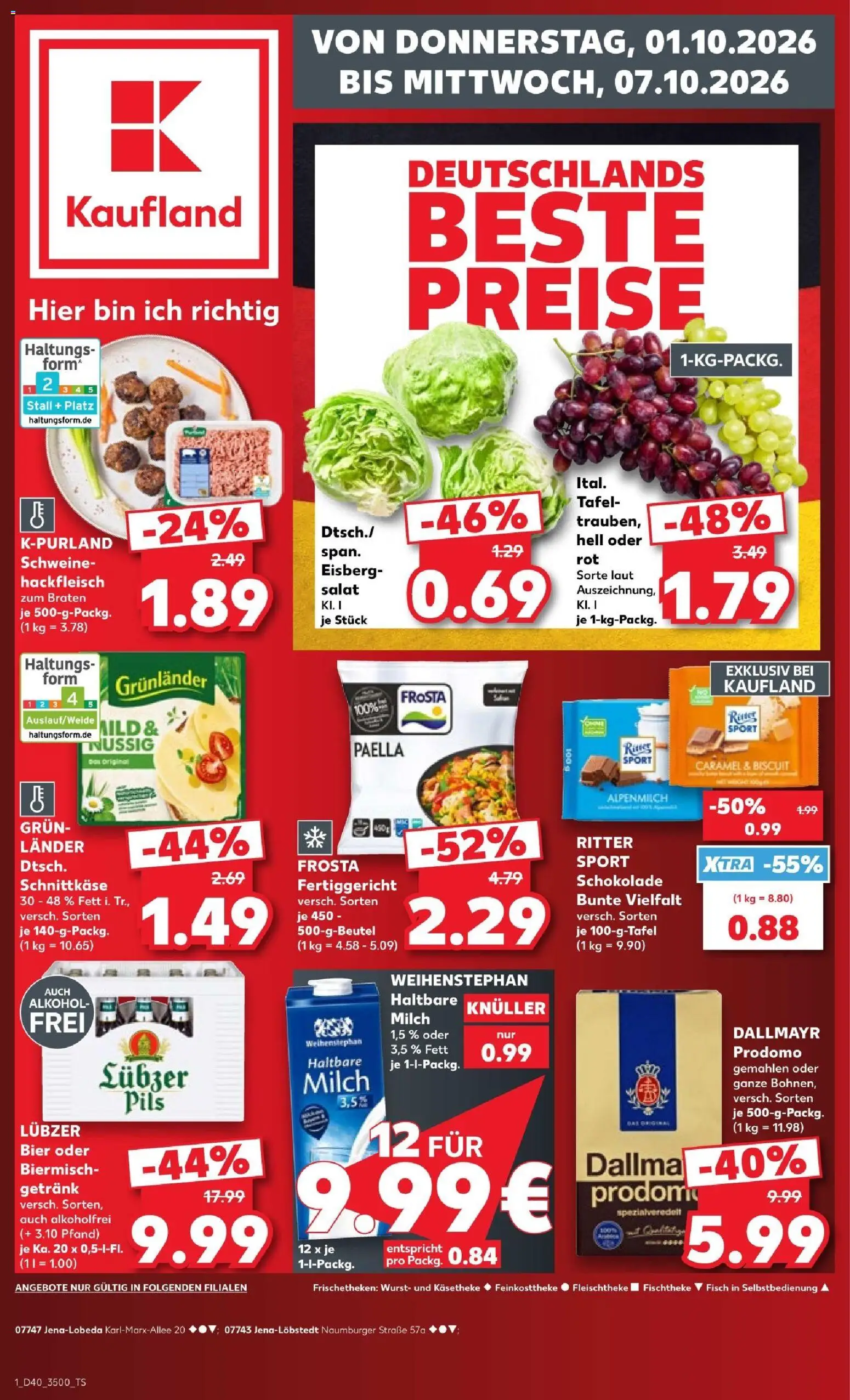 Vorschau von dem Prospekt des Geschäftes Kaufland, gültig ab dem 01.10.2026 - Schokolade, Bier, Fisch, Salat, Alkohol, Milch, Hackfleisch, Lubzer