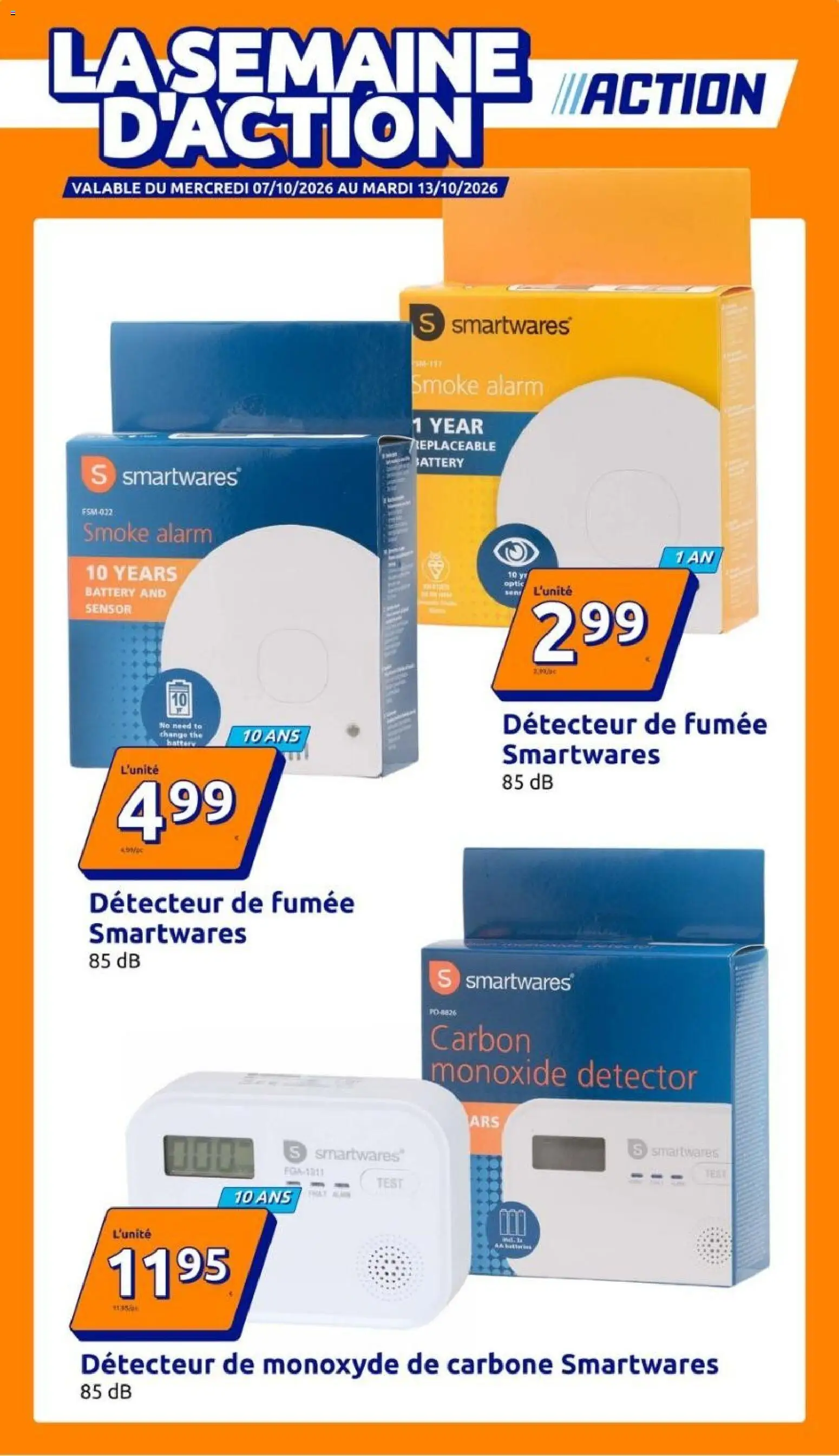 Prévisualisation de Action catalogue du magasin Action formulaire valide 07/10/2026 - Thé, Détecteur de fumée, Detecteur de monoxyde de carbone