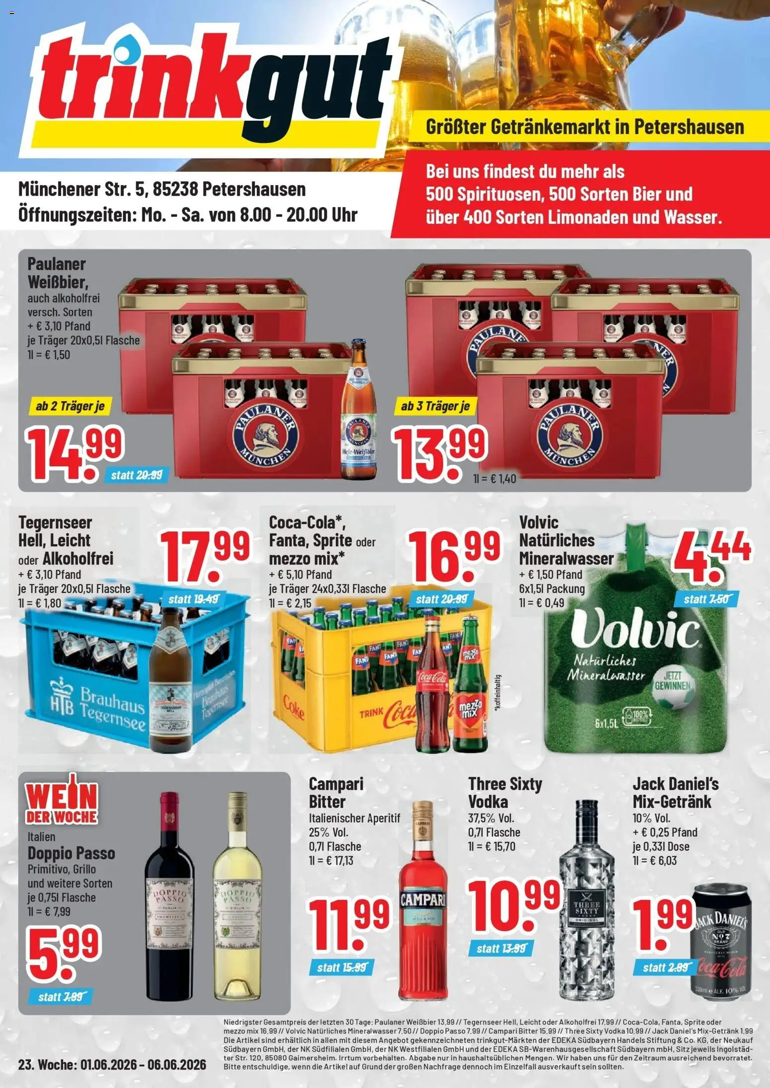 Vorschau von dem Prospekt des Geschäftes Trinkgut, gültig ab dem 01.06.2026 - Uhr, Cola, Vodka, Paulaner, Weißbier, Jack Daniel's, Mixgetränk, Oder mezzo mix