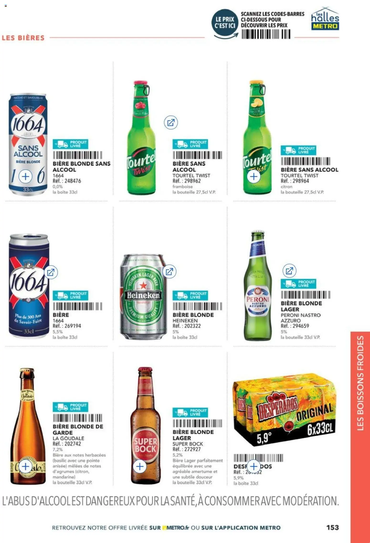 Prévisualisation de METRO - Restauration rapide du magasin METRO formulaire valide 14/04/2026 - Livre, Desperados, Citron, Heineken, Bouteille, Goudale, Super Bock, Alcool