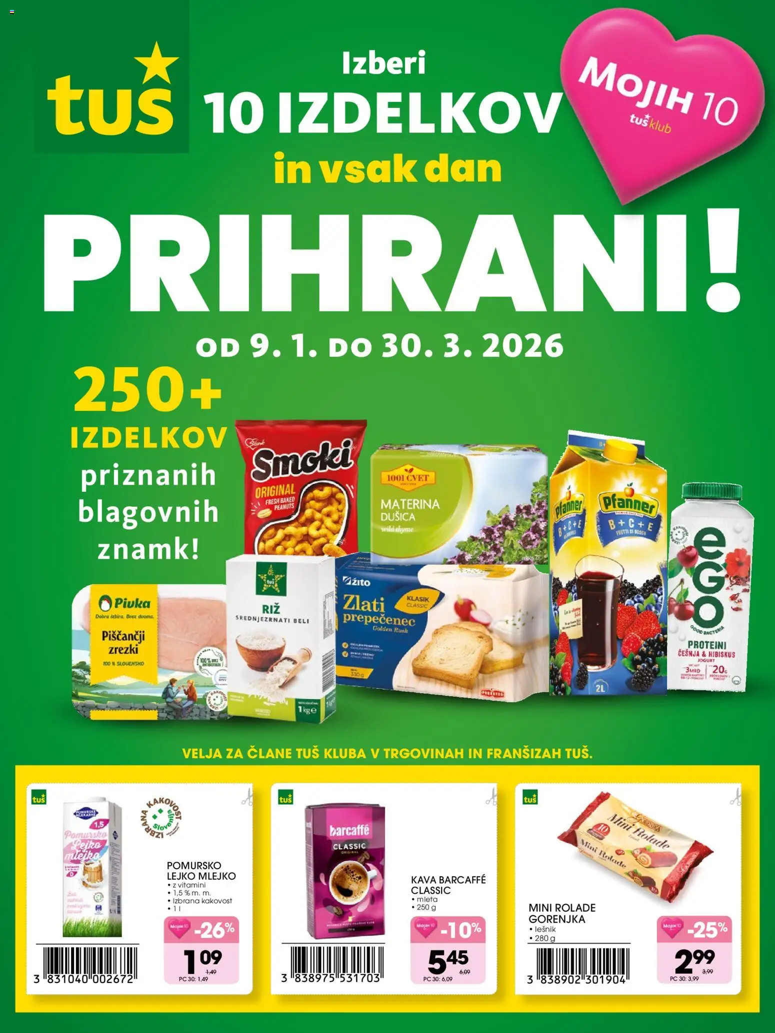 Predogled kataloga iz trgovine Tuš veljaven od 09.01.2026 - Kava, Jogurt, Zrezki