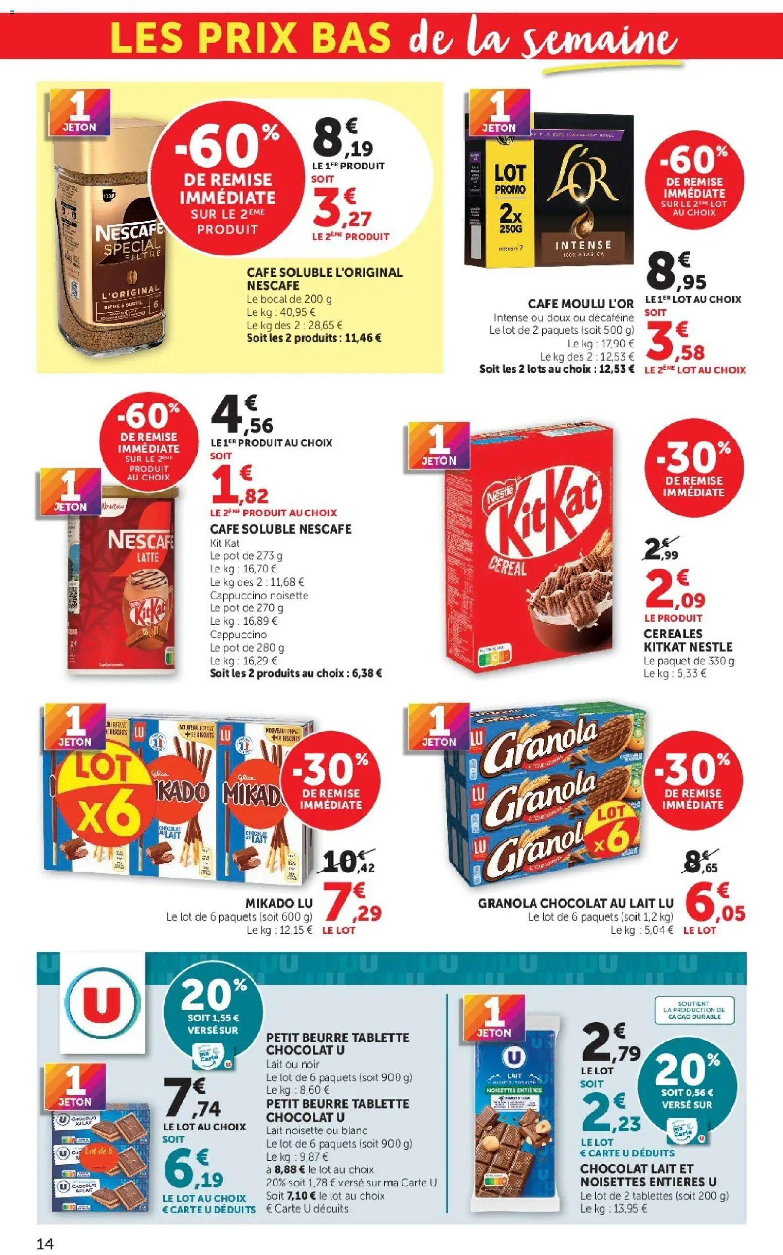 Prévisualisation de Super U catalogue du magasin Super U formulaire valide 08/09/2026 - Tablette, Mikado, Biscuits, Céréales, Cacao, Filtre, Café moulu, Noisettes