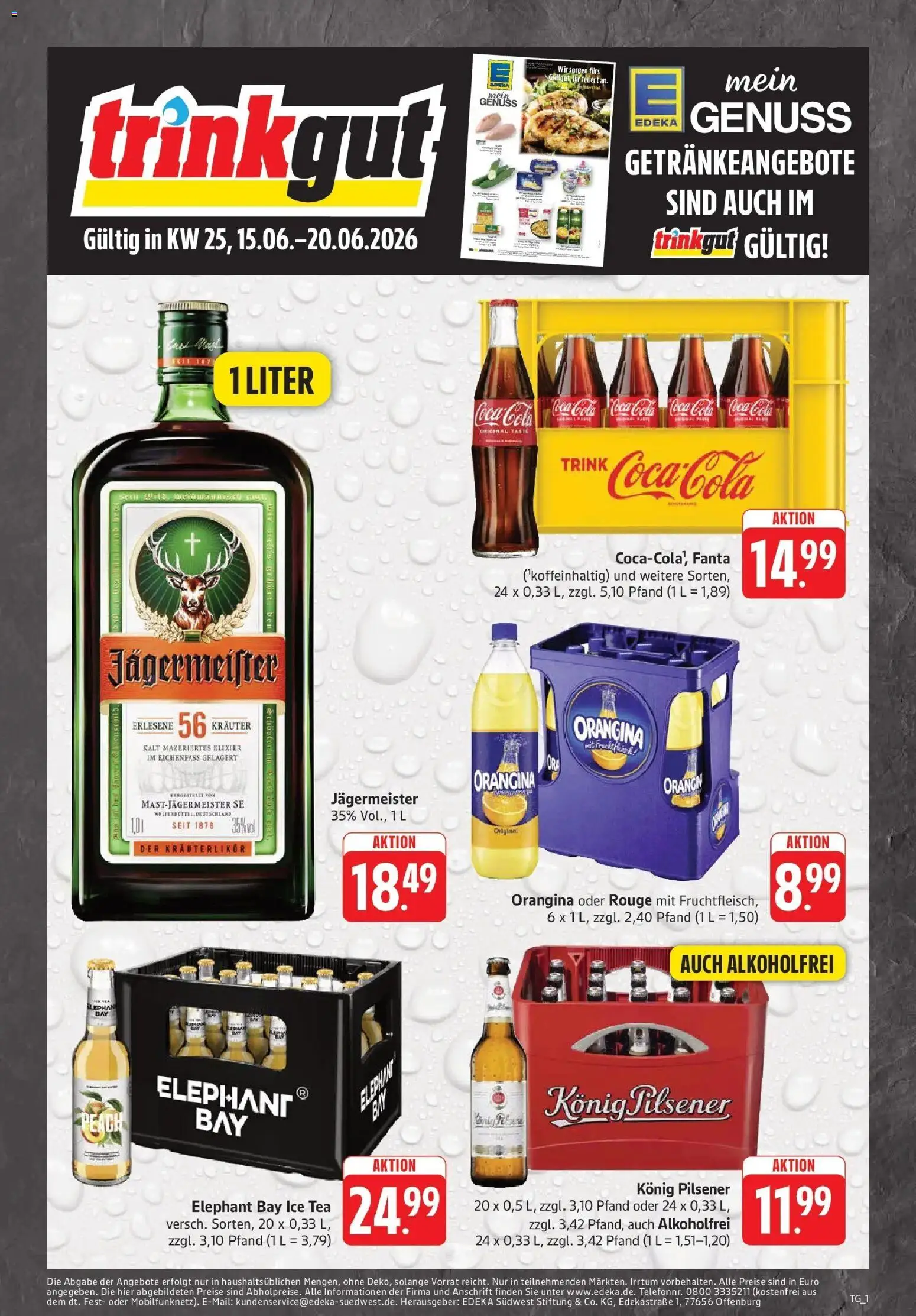 Vorschau von dem Prospekt des Geschäftes Trinkgut, gültig ab dem 14.06.2026 - Coca cola, Cola, Jägermeister, Fanta, Rouge, Konig pilsener