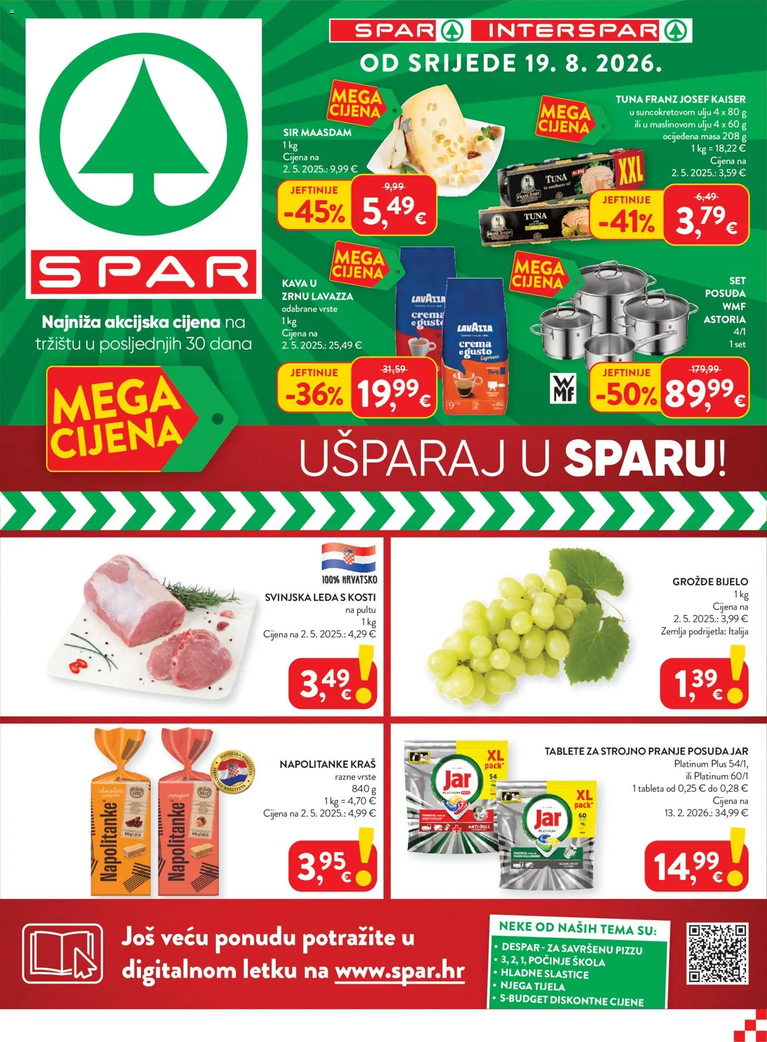 Pregled letka Spar Katalog trgovine Spar vrijedi od 19.08.2026