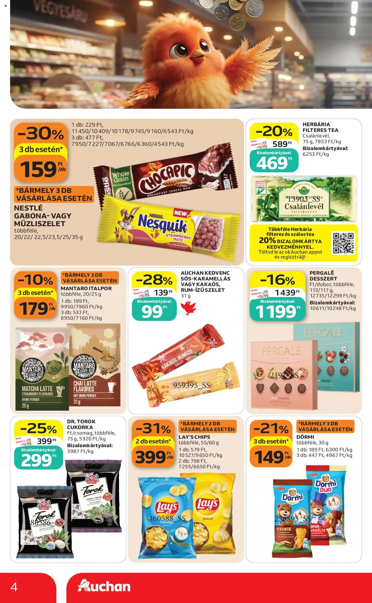Auchan - Auchan Filléres ajánlatok megtekintése, amely érvényes 2026.10.29.-től - Eper, Nestlé, Desszert, Vanília, Cukorka, Lé, Italpor, Szelet