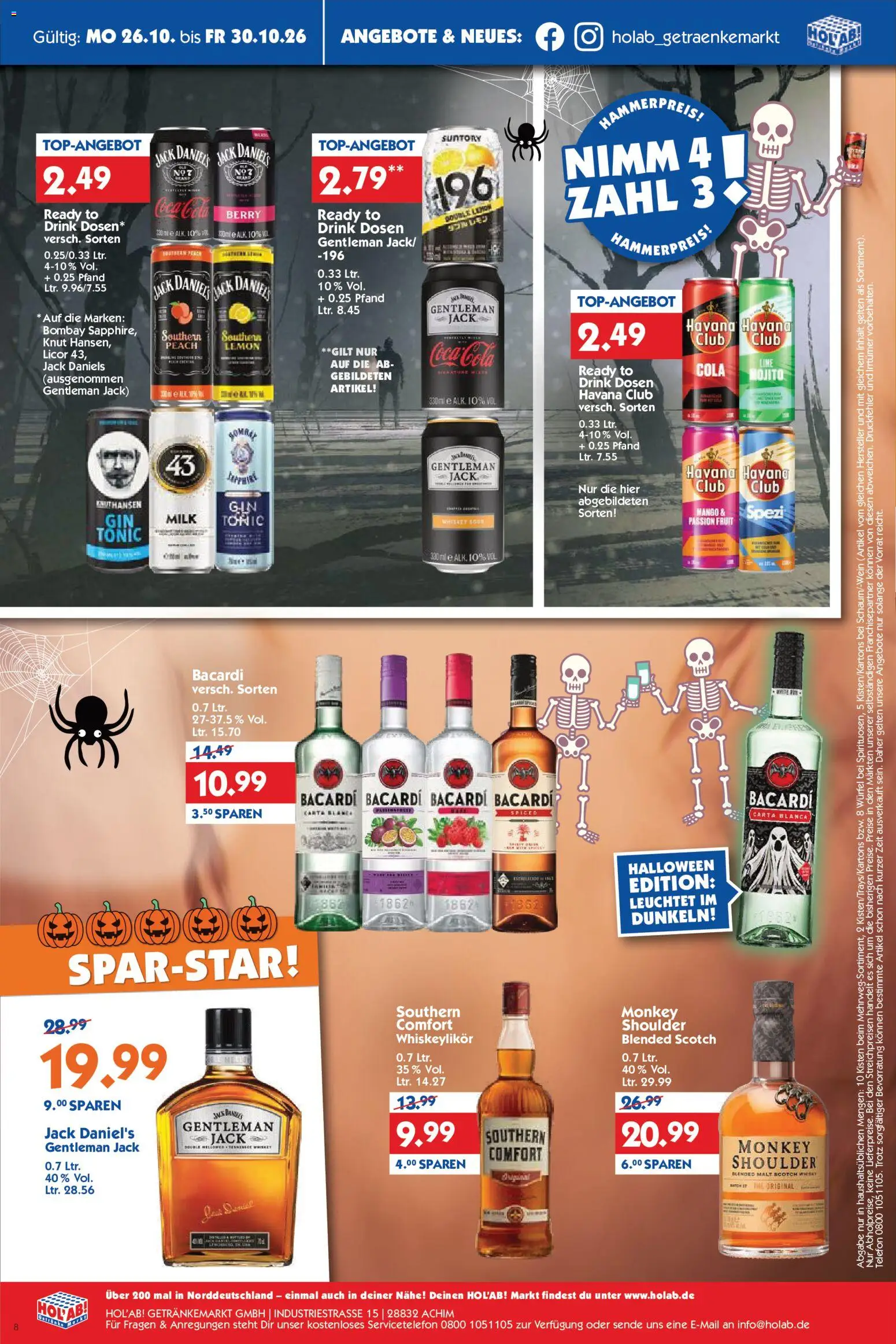 Vorschau von dem Prospekt des Geschäftes HOL’AB!, gültig ab dem 26.10.2026 - Mango, Coca cola, Cola, Gin, Havana club, Bacardi, Whiskey, Jack Daniel's