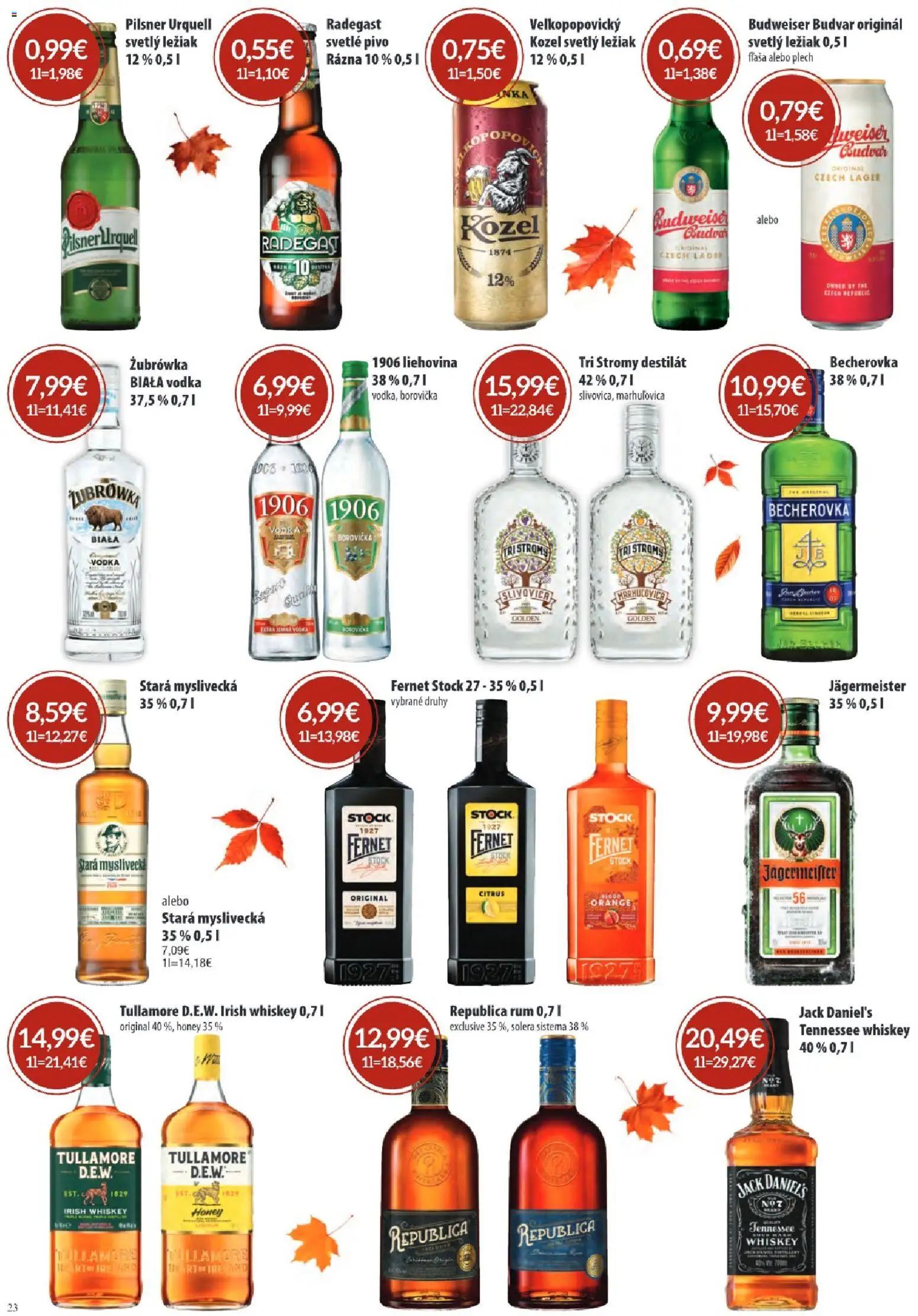 Náhľad KARMEN CBA letáku platného od 01.10.2026 - Pivo, Rum, Jägermeister, Slivovica, Fernet Stock, Republica, Jack Daniel's, Destilát