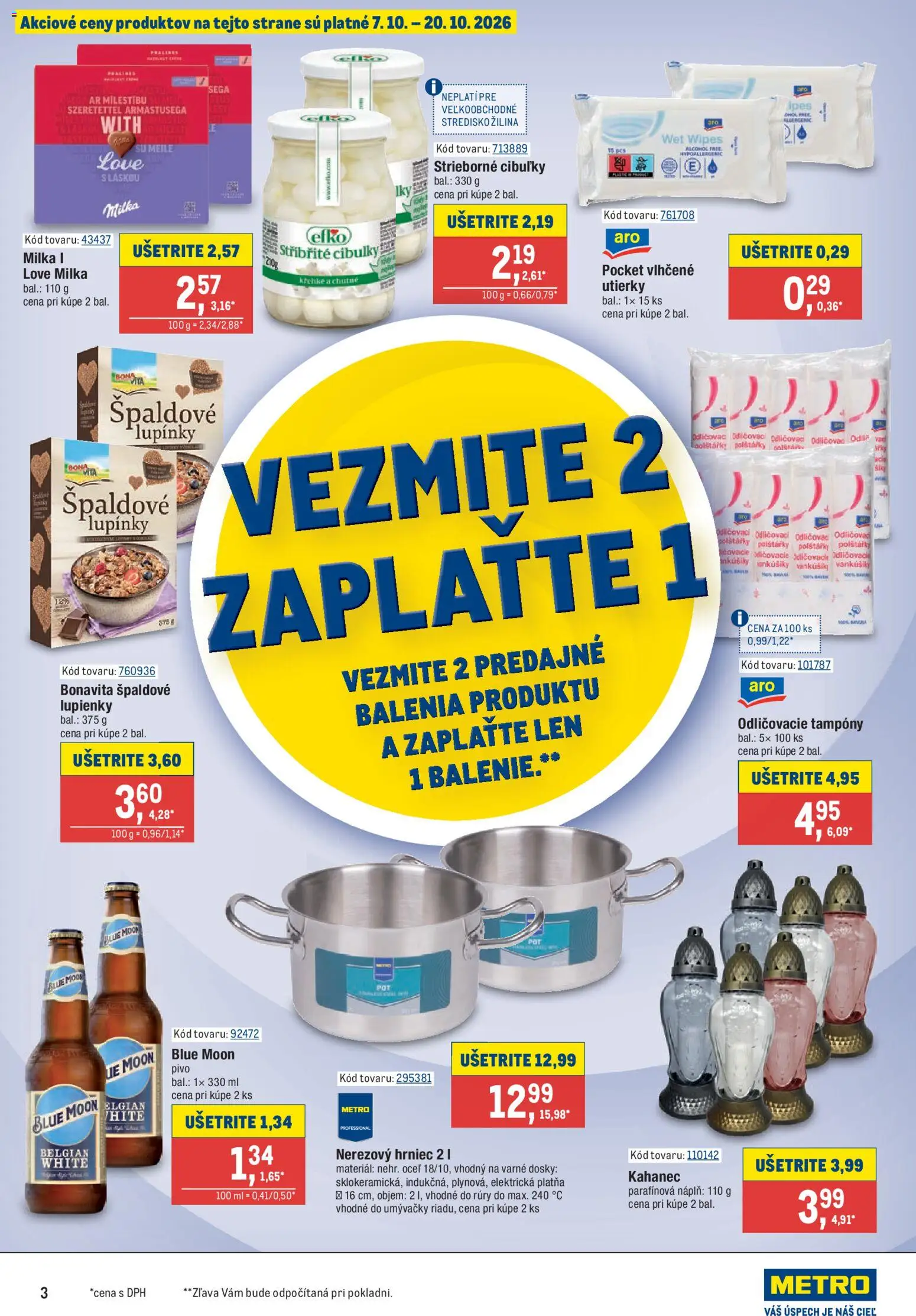 Náhľad Metro letáku platného od 07.10.2026 - Pivo, Milka, Utierky, Odličovač