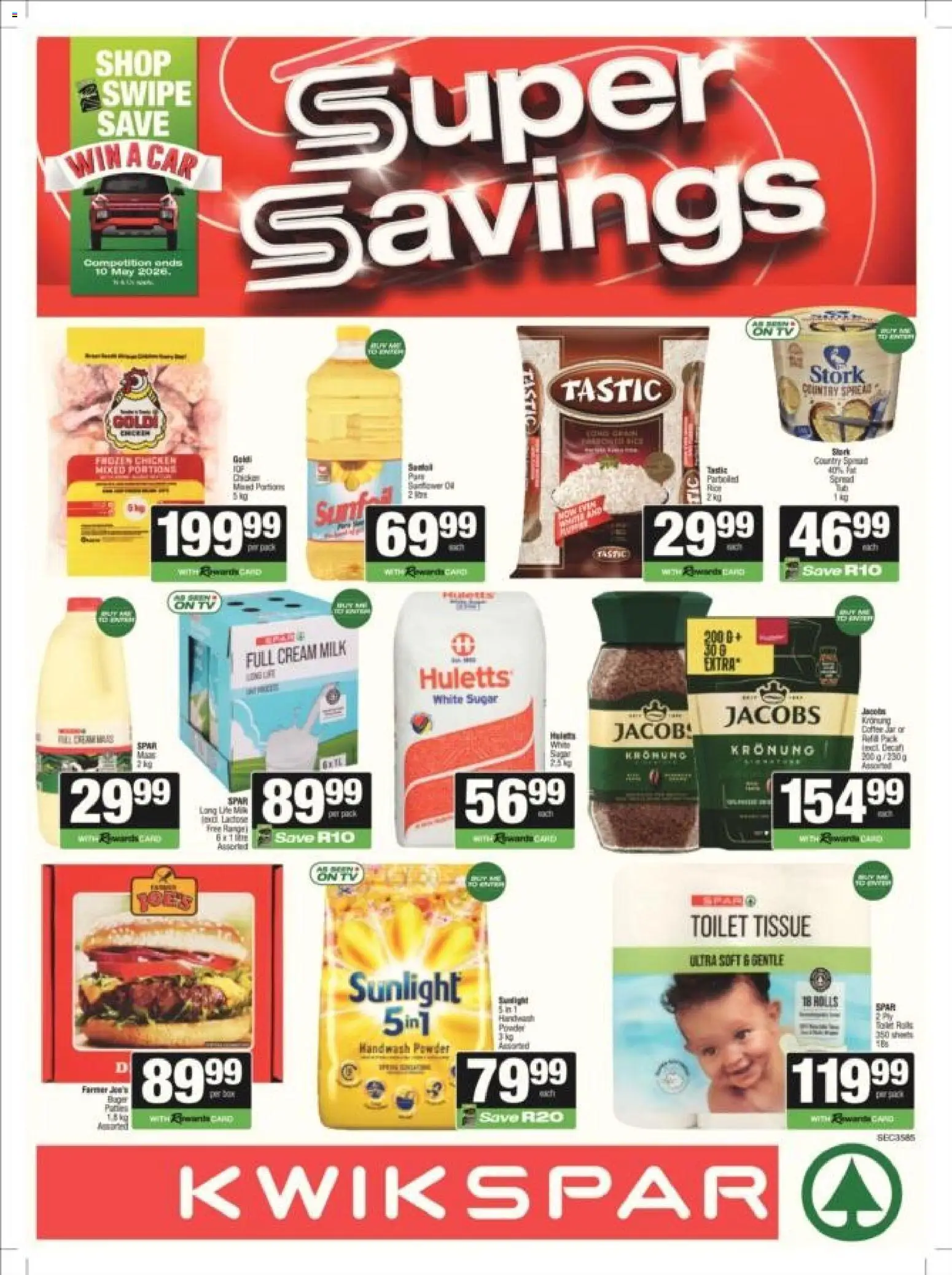 Preview of KWIKSPAR flyer valid from 22/04/2026 - Chicken, Toilet, Box, Milk, Sugar, Cream, Spread, Frozen chicken