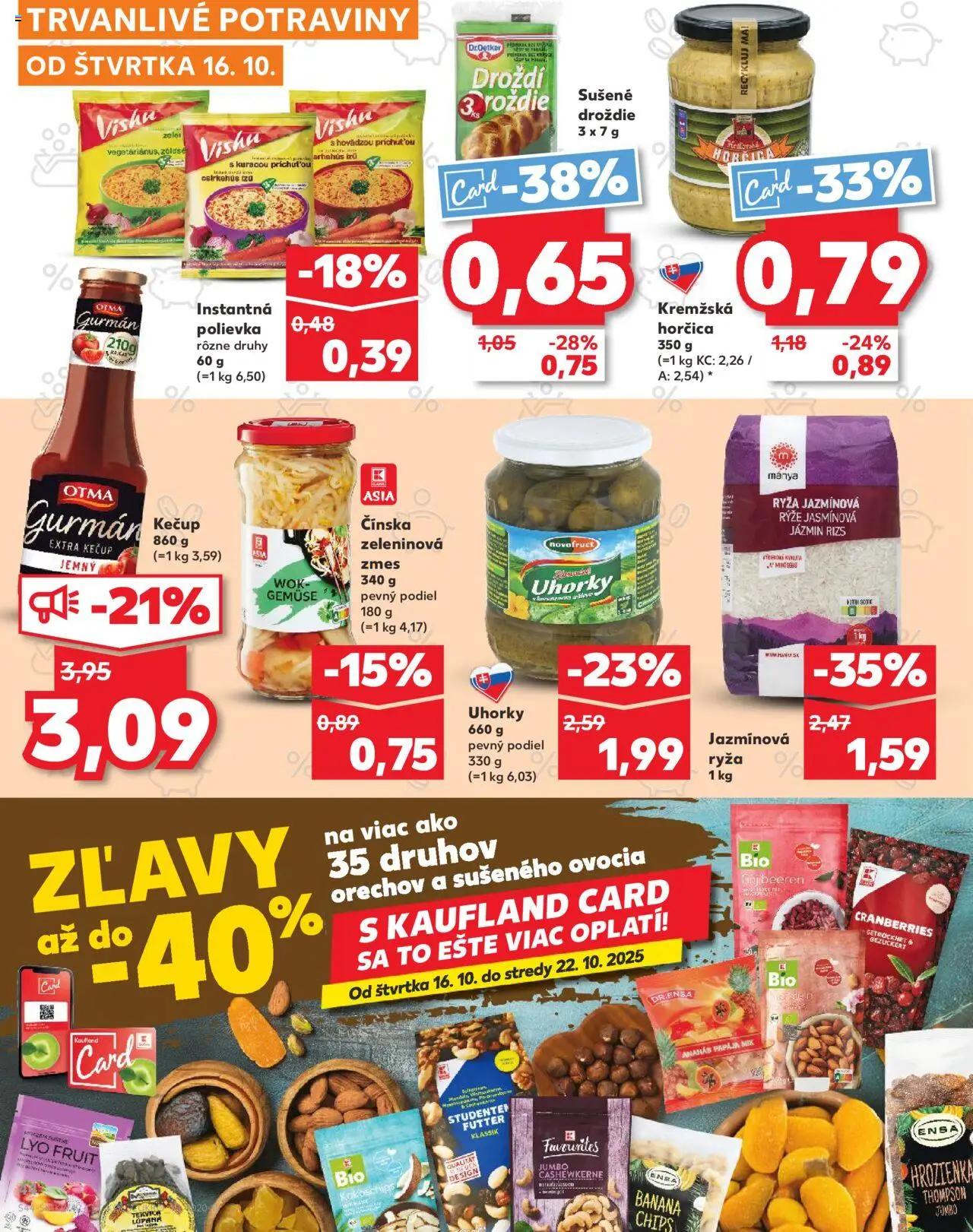 Náhľad Kaufland letáku platného od 16.10.2025 - Tekvica, Ryža, Kečup, Droždie, Uhorky, Ananás, Hrozienka