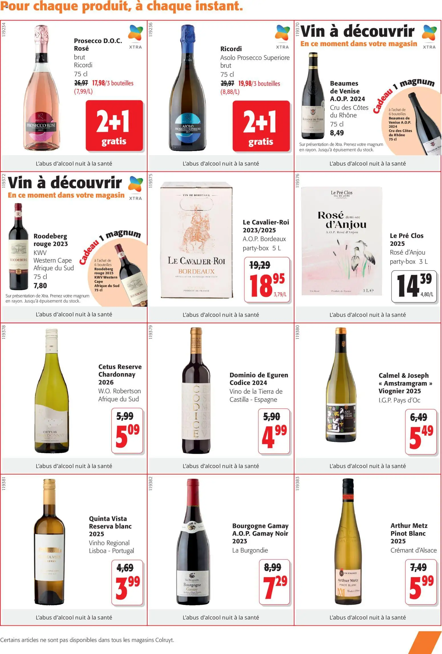 Prévisualisation de Colruyt Toutes les offres du magasin Colruyt formulaire valide 23/09/2026 - Vin, Bourgogne, Prosecco, Magnum, Vin rosé, Arthur Metz, Prosecco rosé, Crémant d'alsace