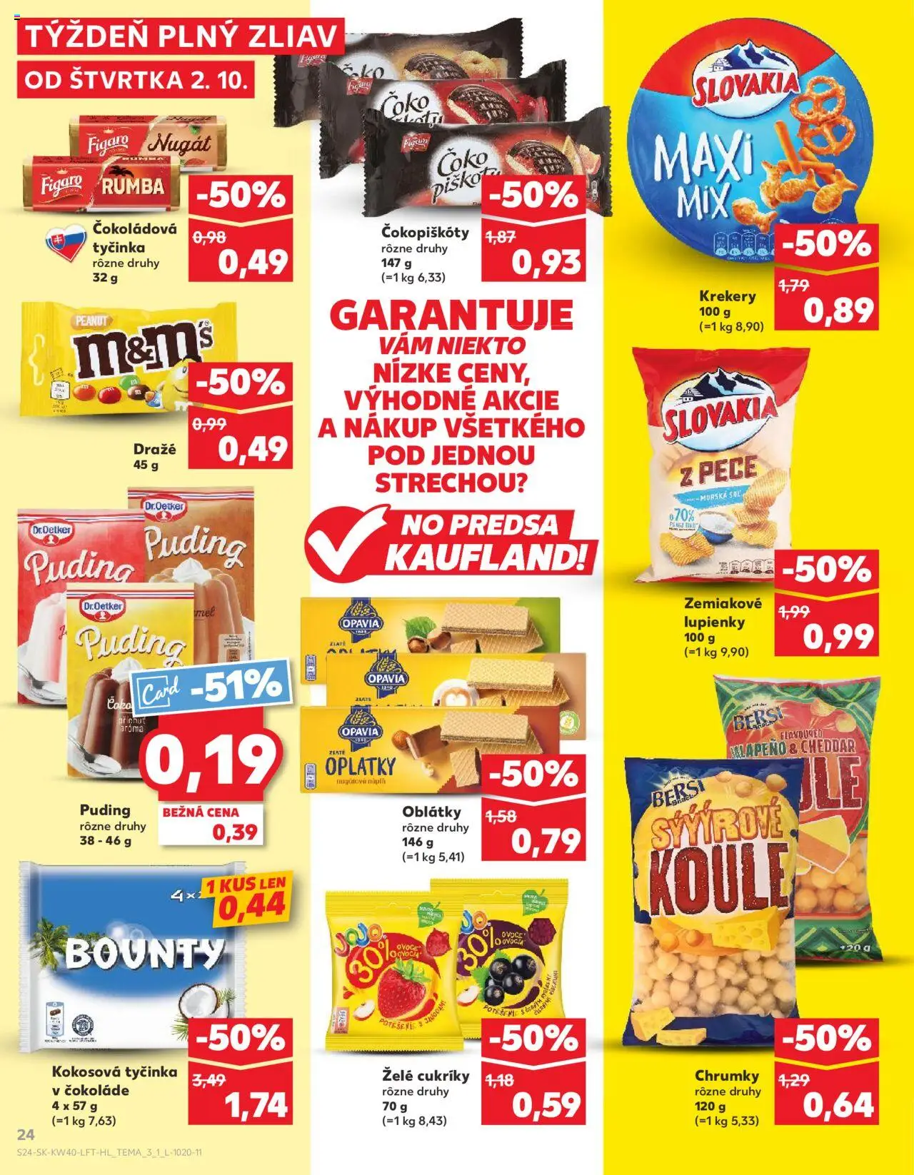 Náhľad Kaufland letáku platného od 02.10.2025 - Puding, Soľ, Cheddar, Cukríky, Oblátky