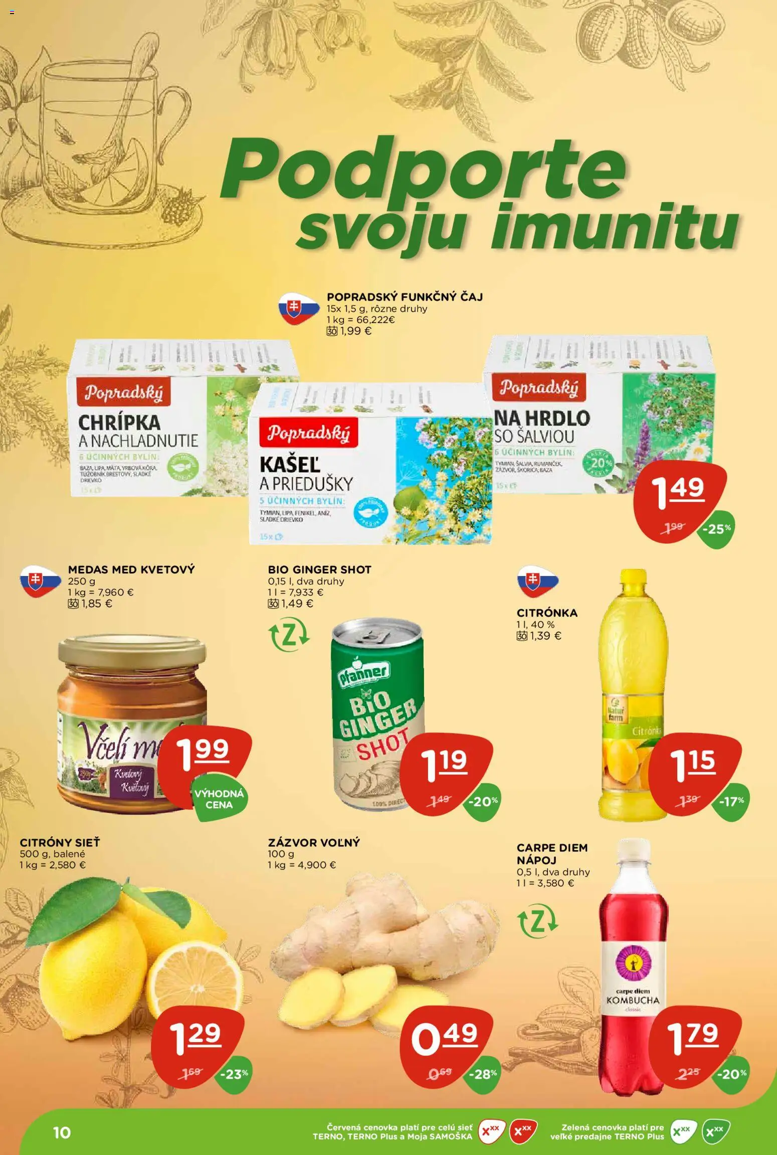 Náhľad Terno letáku platného od 15.10.2026 - Med, Čaj, Zázvor, Citróny