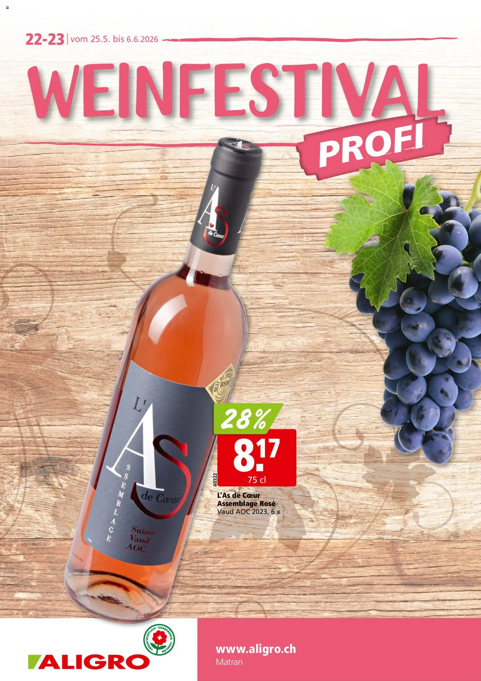 Vorschau des Merkblatts Aligro aktionen Weinfestival Matran vom Shop Aligro gültig von 25.05.2026 bis 06.06.2026