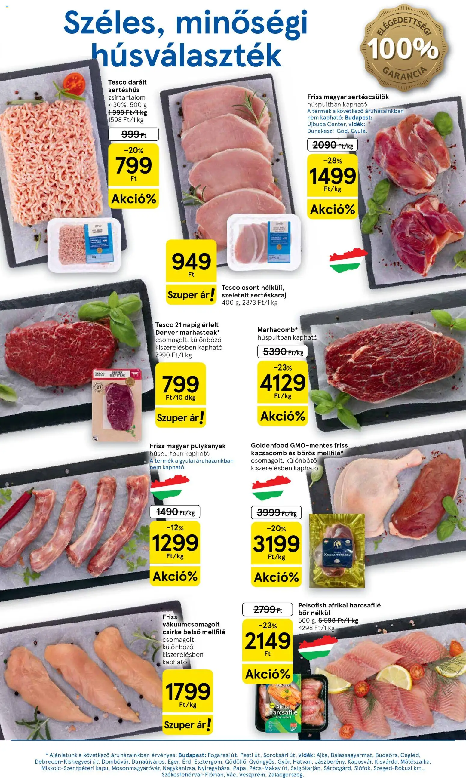 Tesco - Tesco aktuális akciós újság megtekintése, amely érvényes 2026.10.21.-től - Steak, Csirke, Kacsacomb, Sertéskaraj, Sertéshús, Afrikai harcsafilé, Pulykanyak, Darált sertéshús