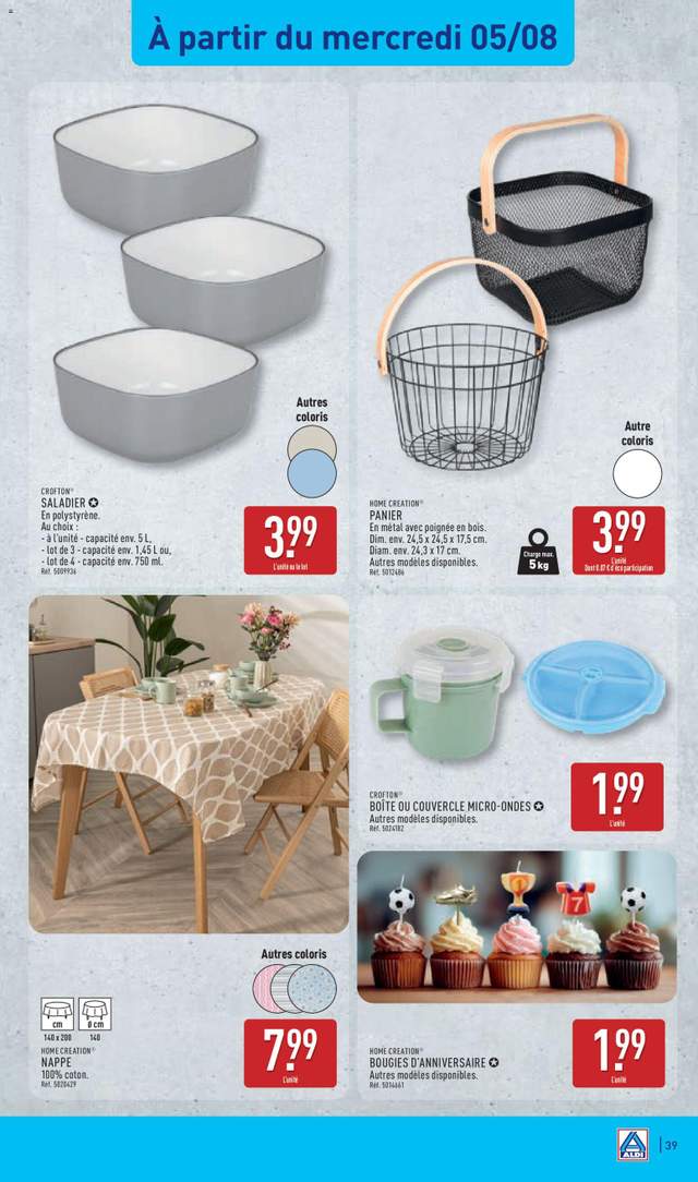 Nouveau catalogue Aldi à partir du 04/08