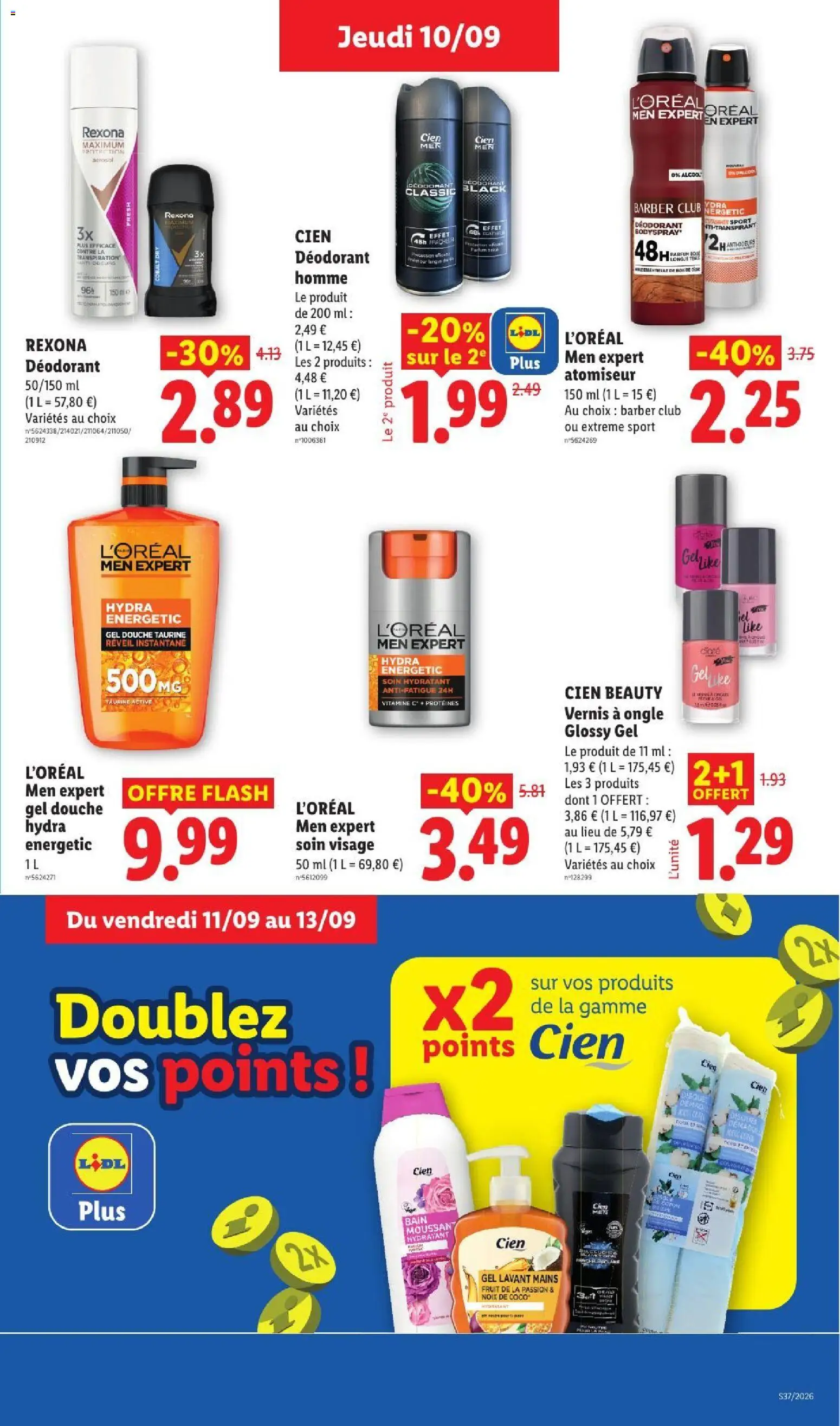 Prévisualisation de LIDL catalogue du magasin LIDL formulaire valide 10/09/2026 - Fruit de la passion, Douche, Soin visage, Déodorant, Vernis à ongle, Déodorant homme, Cien deodorant, Alcool
