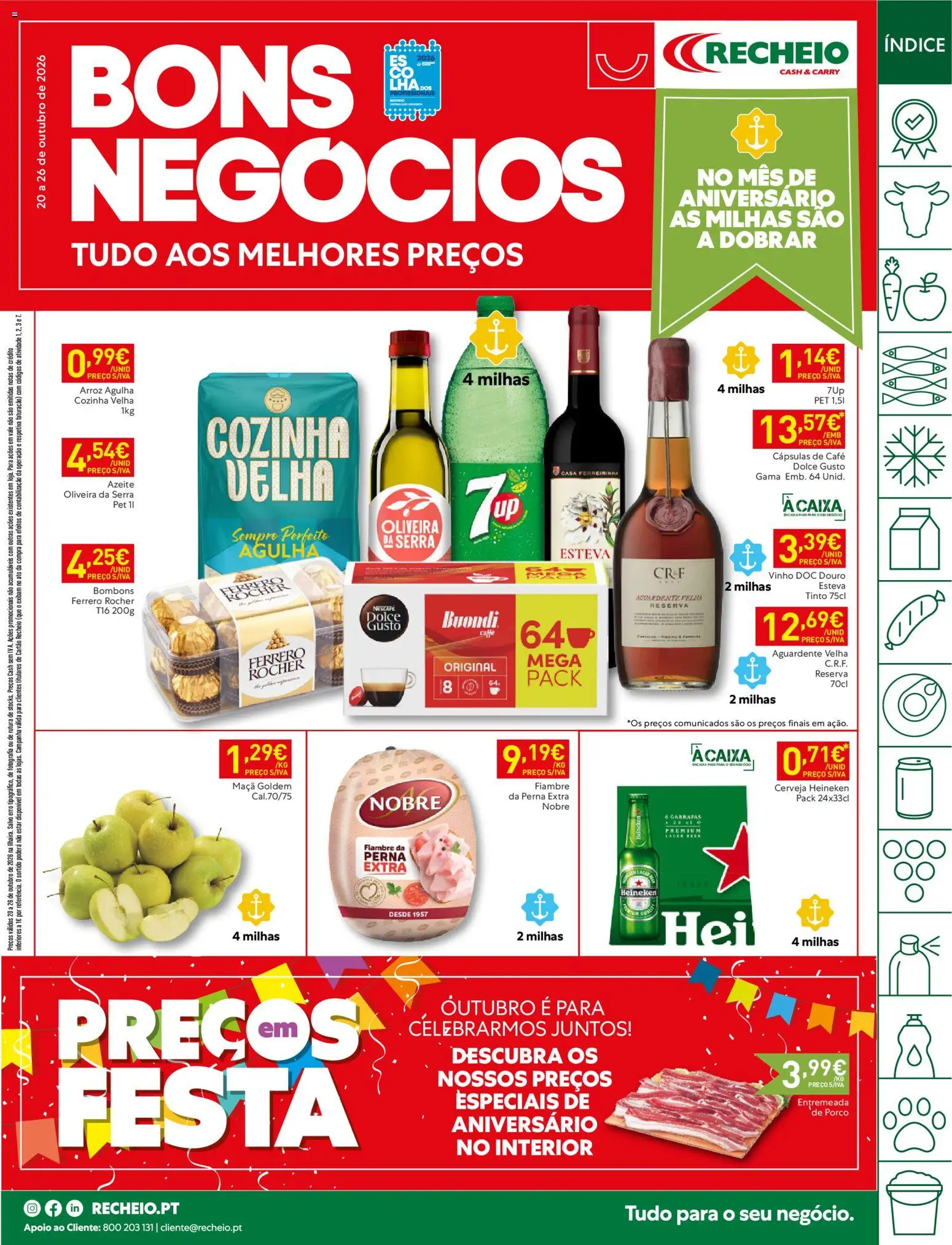 Pré-visualização do folheto da loja Recheio válida a partir de 20/10/2026 - Dolce gusto, Azeite, Caixa, Vinho, Cerveja, Arroz, Fiambre, Cerveja Heineken