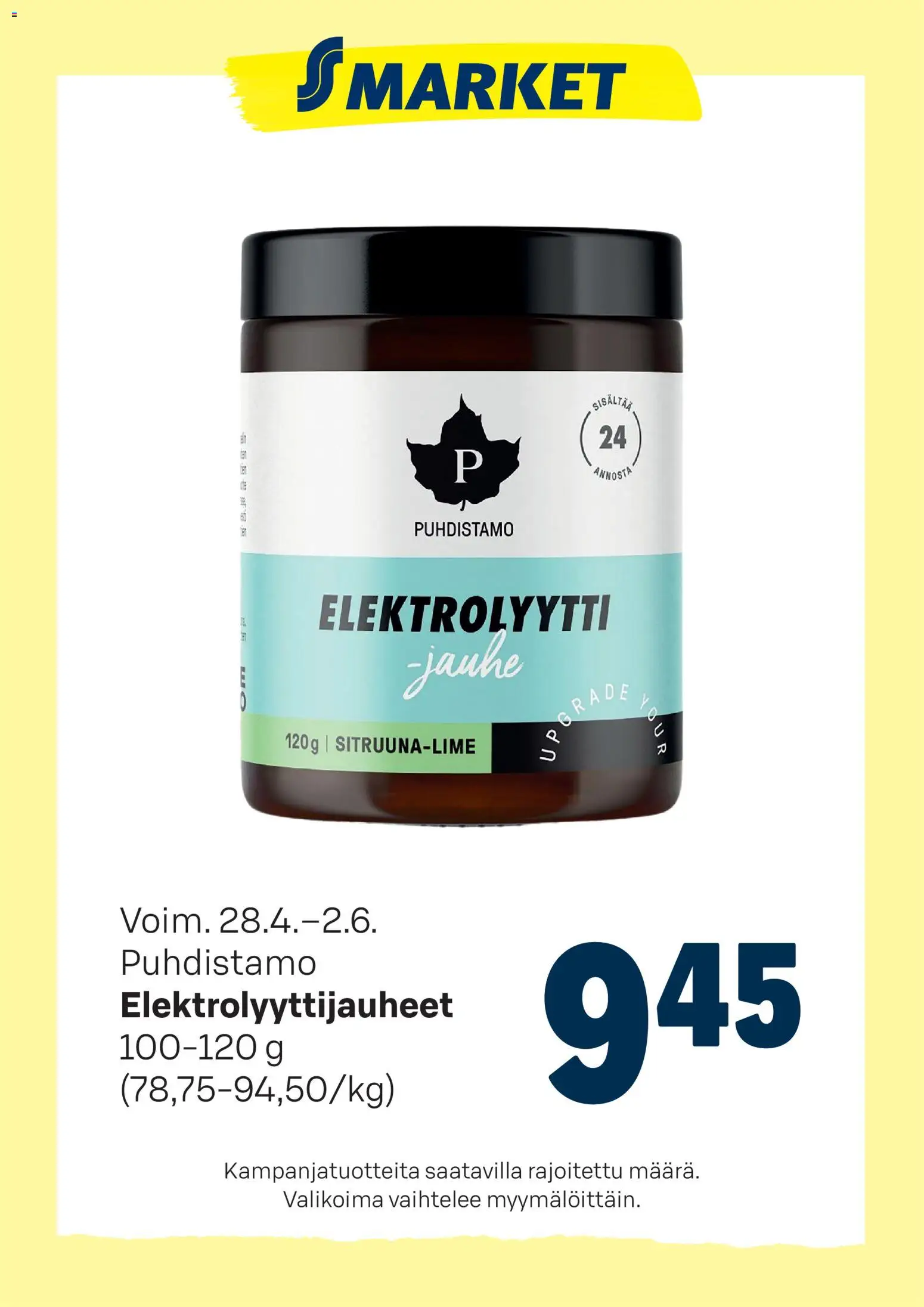 Kaupan S-market S-market tarjoukset Elektrolyyttijauheet esikatselu, voimassa 28/04/2026