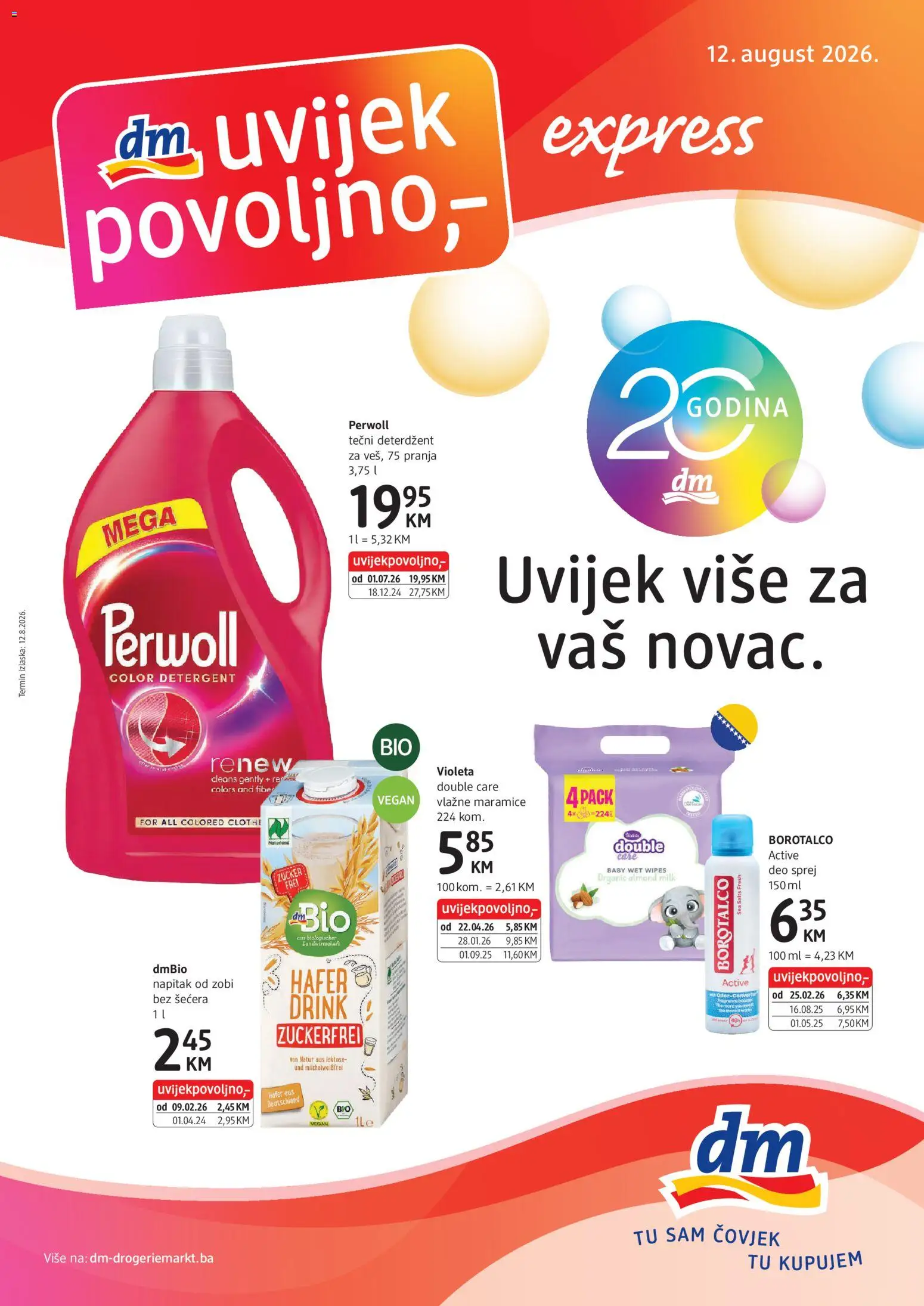 Pregled letka DM Drogerie Express trgovine DM Drogerie vrijedi od 12.08.2026