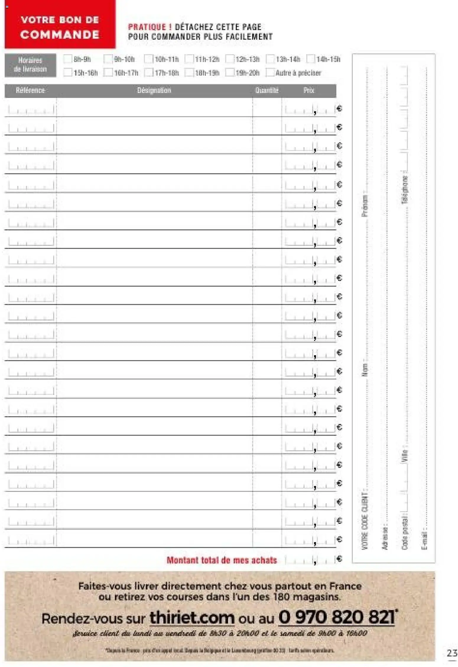 Prévisualisation de Thiriet catalogue livraison à domicile du magasin Thiriet formulaire valide 23/10/2026