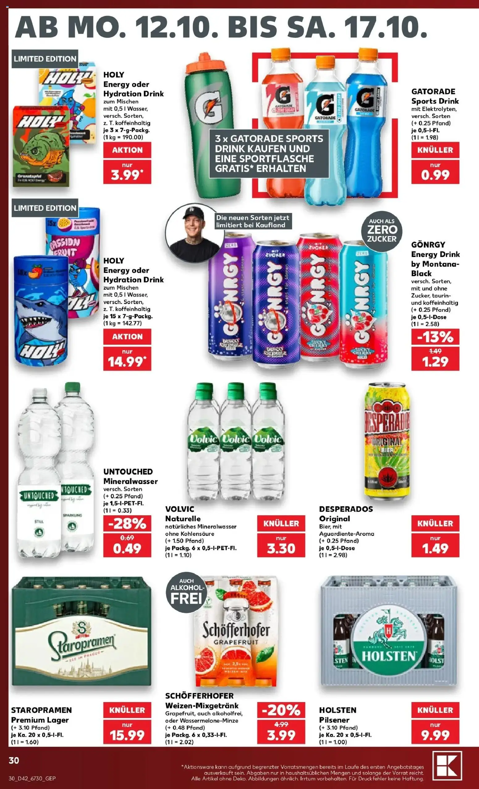 Vorschau von dem Prospekt des Geschäftes Kaufland, gültig ab dem 12.10.2026 - Bier, Alkohol, Grapefruit, Zucker, Desperados, Energy, Volvic, Holsten
